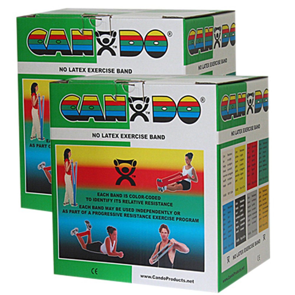 CanDo Twin-Pak Latex-Free Resistance Exercise Bands - Green - for Strength Training, Physical Therapy & Home Workouts