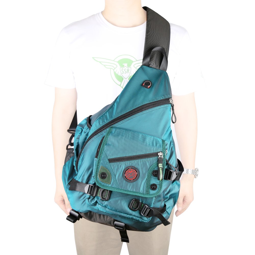 Large Sling Bag for Laptop - Crossbody Messenger Backpack with Shoulder Strap, Travel Rucksack for Men & Women (Dark Green) - Perfect for Commuting, Work, Gym & Outdoor Adventures