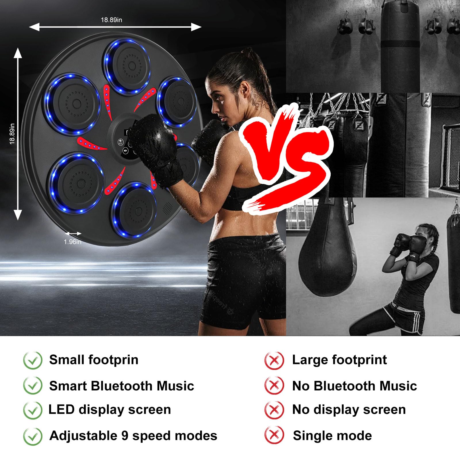 2025 Smart Bluetooth Music Boxing Machine for Adults & Kids - Includes 2 Pairs Boxing Gloves - Home Gym, Office & Indoor Fitness Equipment - Perfect for Stress Relief, Cardio Workouts & Family Fun