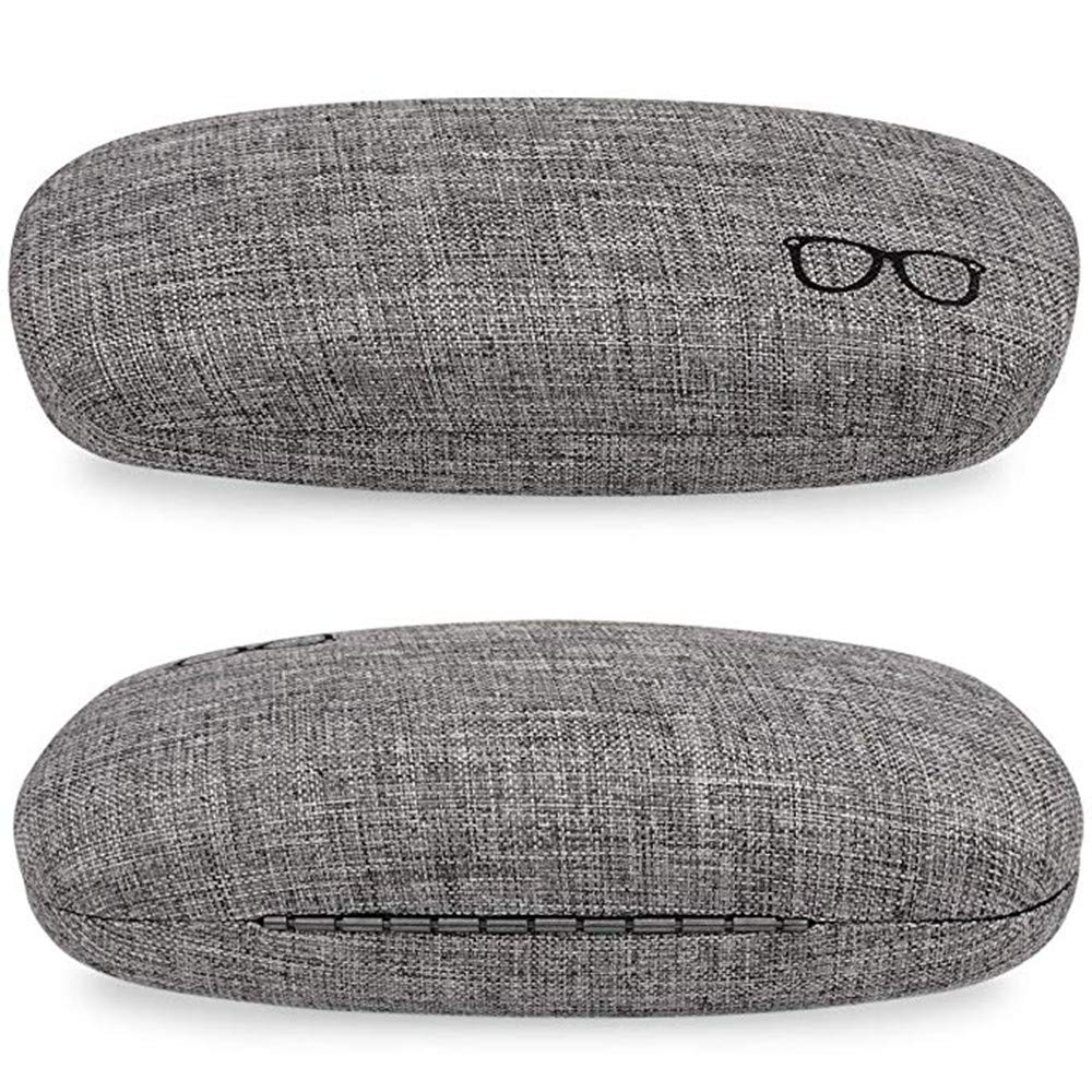 3-Piece Hard Shell Eyeglasses Case Set - Retro Style Portable Glasses Storage with Linen Fabric, Includes Glasses Pouch & Cleaning Cloth - Perfect for Women, Men & Kids - Ideal for Travel, Work & Daily Protection