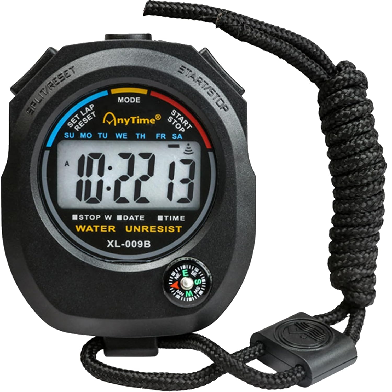 PIA INTERNATIONAL® Sports Stopwatch - Multi-Functional Digital Timer with Alarm, 0.01s Precision, Compass & Date Display - Large Screen for Running, Exercise & Learning - Includes Wrist Strap - Perfect for Track & Field, Swimming, Gym Workouts & Classroom Activities