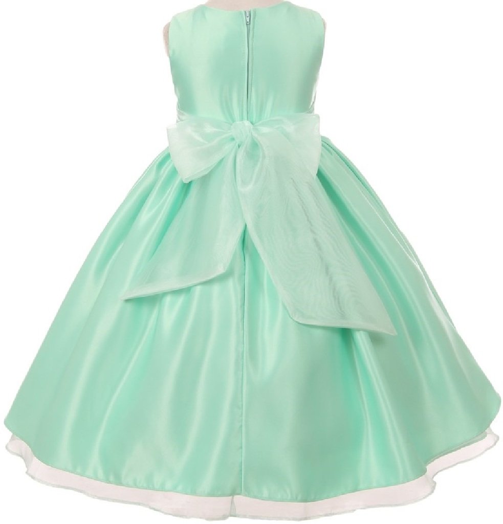 Little Girls' Satin Flower Dress with High Front - Elegant & Comfortable for Birthday Parties, Weddings & Special Occasions