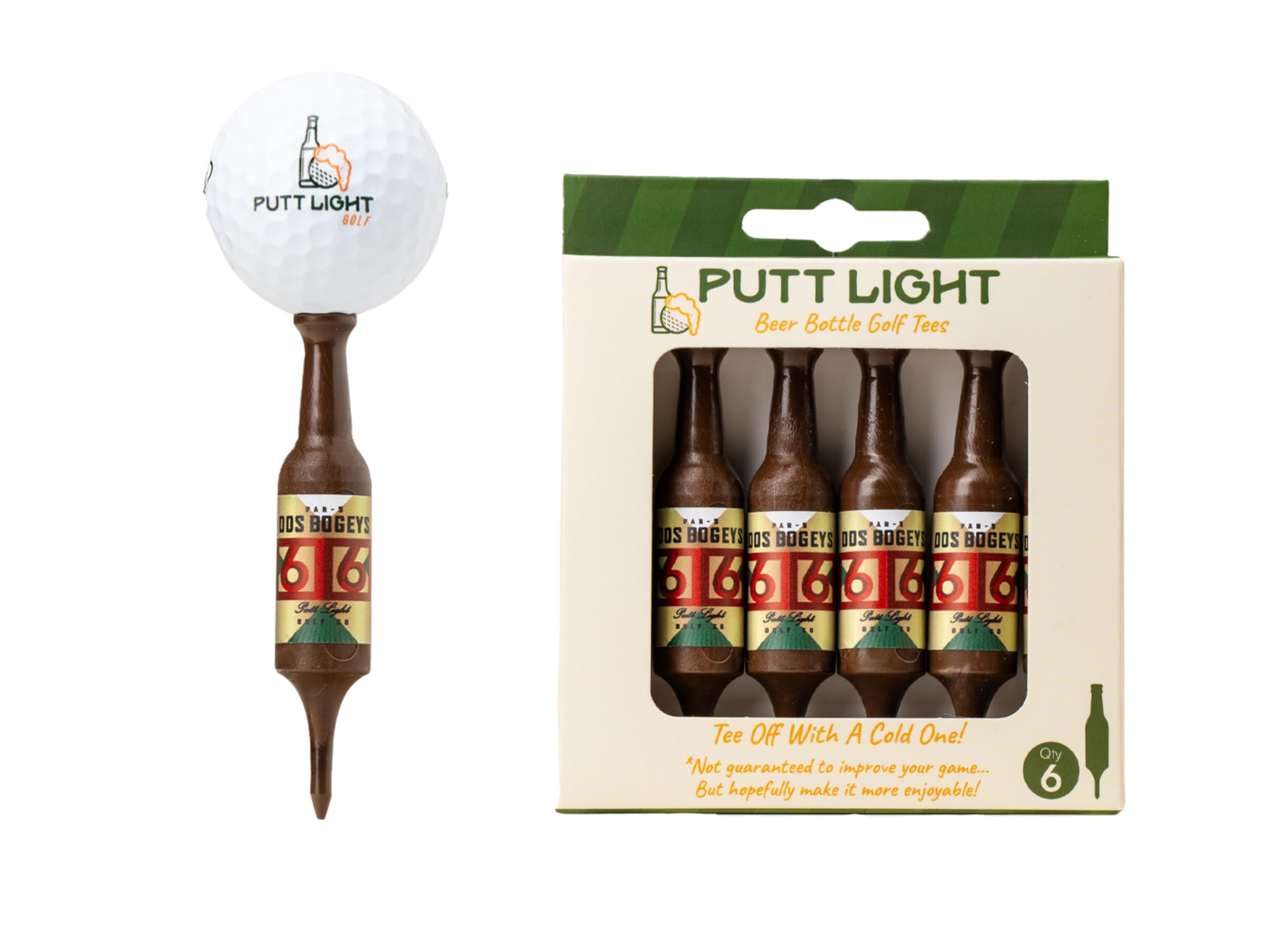 Virtually Unbreakable & Recyclable Plastic Golf Tees - 6 Pack (3-1/4