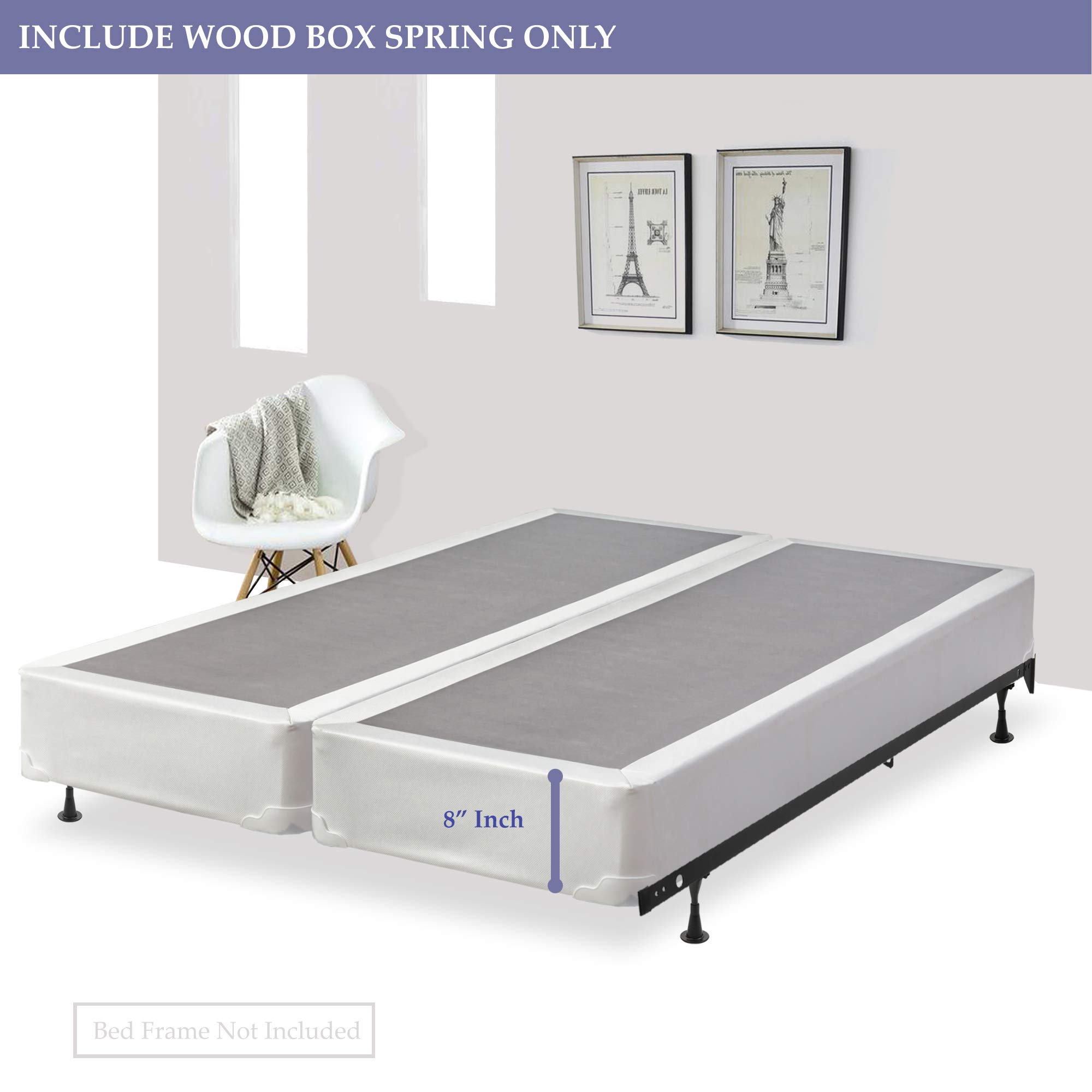 Continental Sleep Metal Foldable Box Spring Foundation - King Size Bed Frame with Sturdy Steel Support for Mattress, Perfect for Guest Rooms, Apartments & Dormitories