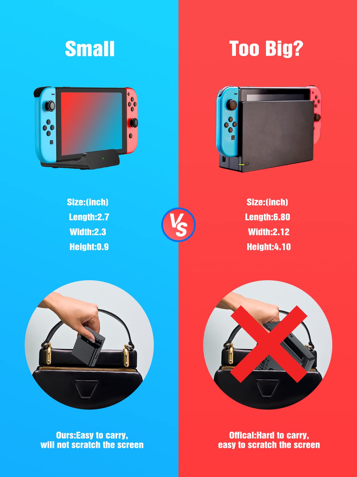 NEWDERY Switch TV Dock for Nintendo Switch & OLED - USB C to HDMI Multiport Hub Adapter with PD Charging | Portable Docking Station Replacement | Perfect for Gaming at Home, Travel & TV Display