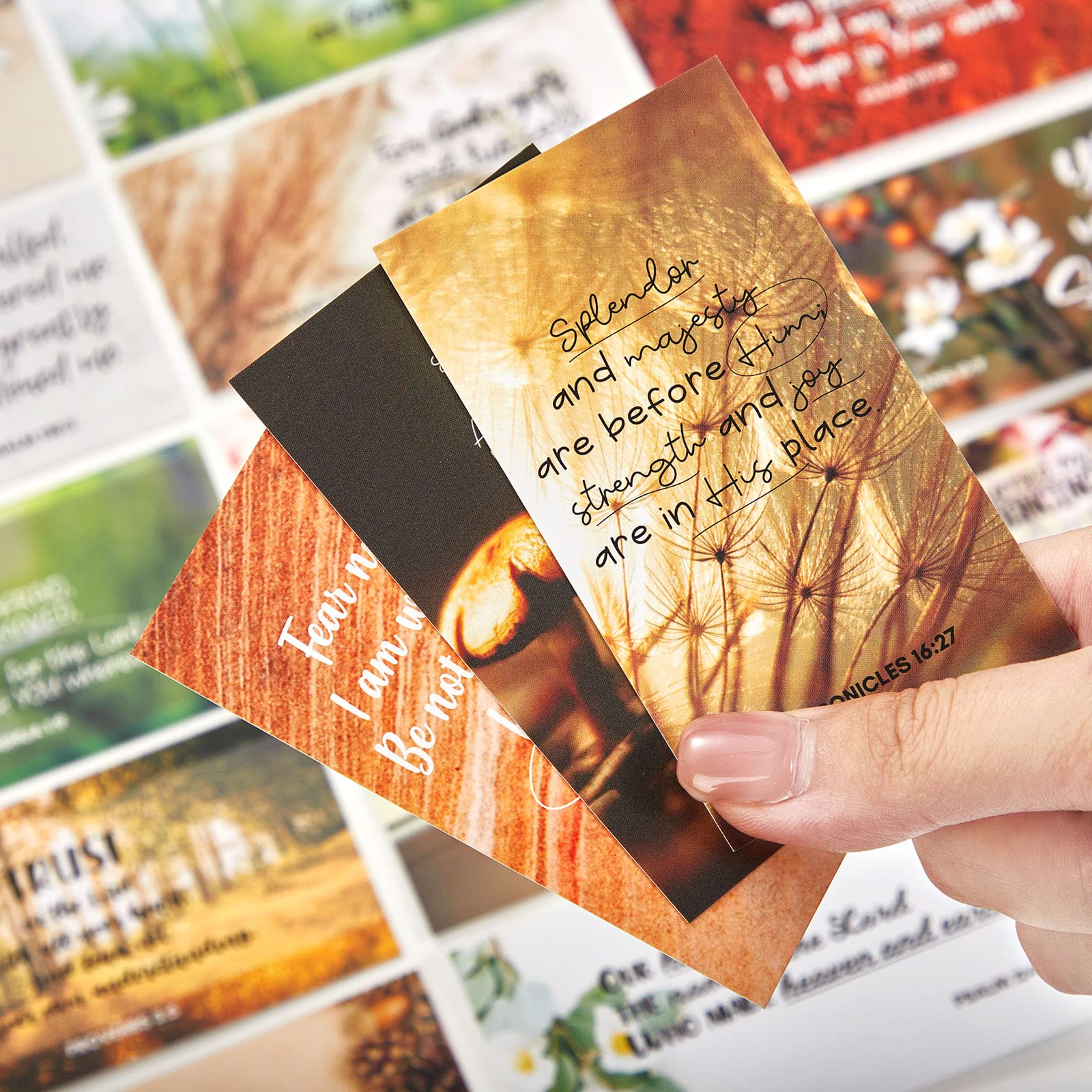 BRYTEFY 100 Earth Tone Mini Prayer Cards - Religious Motivational Scripture Cards for Women & Men - Bulk Inspirational Christian Gifts - Perfect for Bible Study, Church Events & Encouragement Gifts