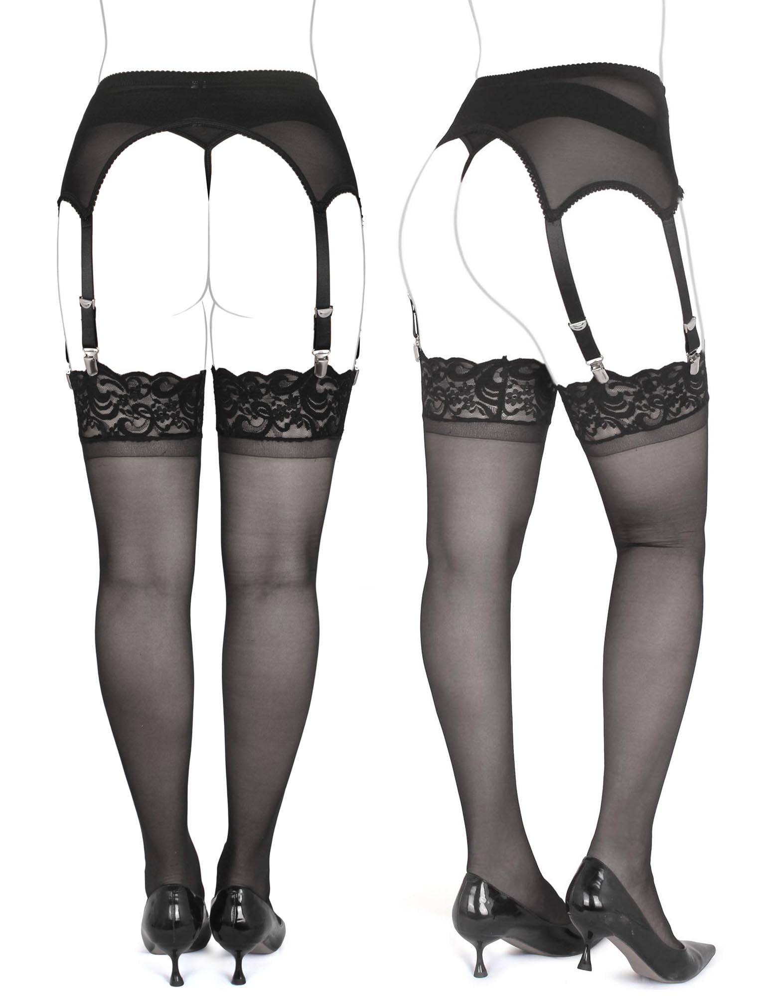 GARGALA Women's Lace Garter Belt for Thigh High Stockings - High Waist Suspender & Thong Set with 6 Duck Clips | Perfect for Bridal Lingerie, Boudoir Photography & Special Occasions