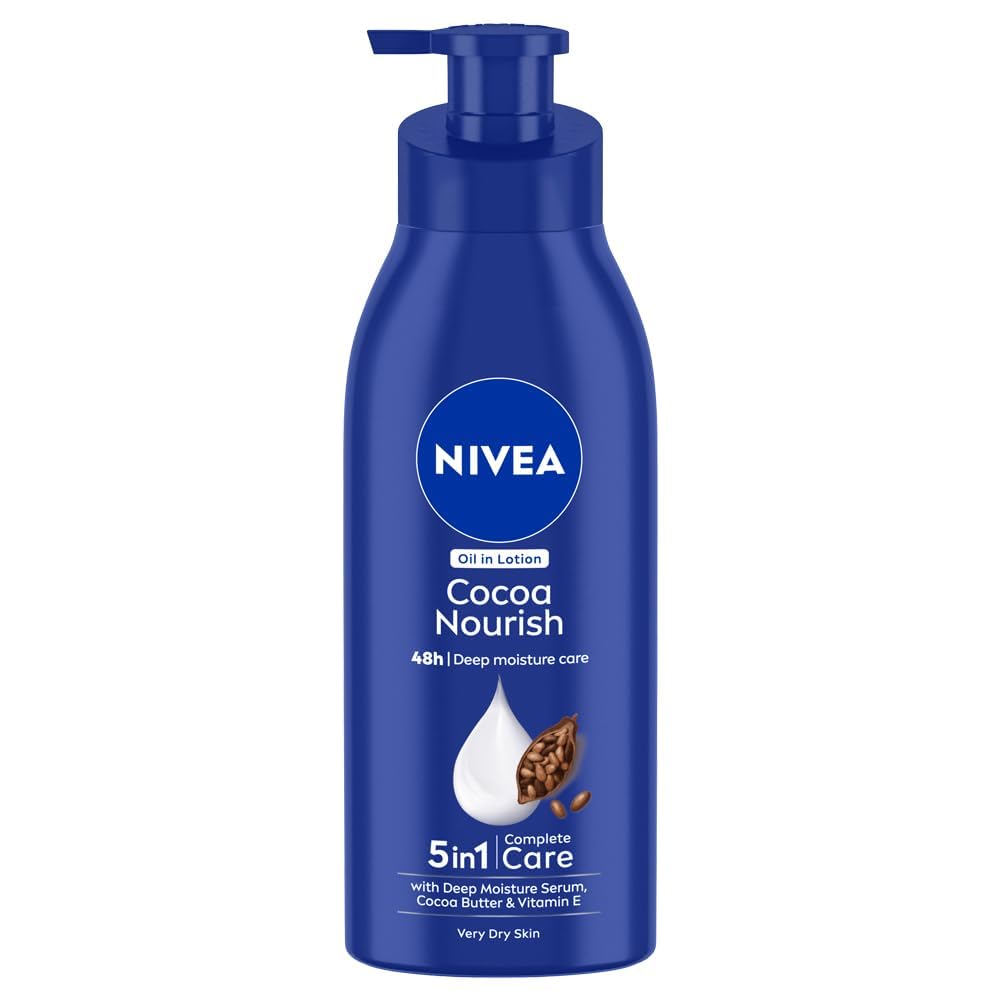 NIVEA Cocoa Nourish 400ml Body Lotion with Deep Moisture Serum | 48-Hour Hydration | Enriched with Cocoa Butter & Coconut Oil | Non-Greasy Formula for Healthy Skin | Best for Very Dry Skin | Perfect for Daily Moisturizing & Winter Skin Care