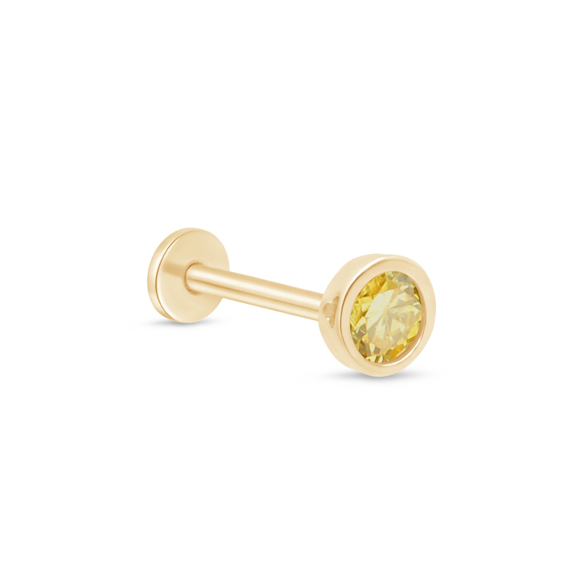 14K Yellow Gold Round Citrine Stud Earrings - Flat Back Bezel Set Gemstone Jewelry for Women - Perfect for Everyday Wear, Parties & Gifts
