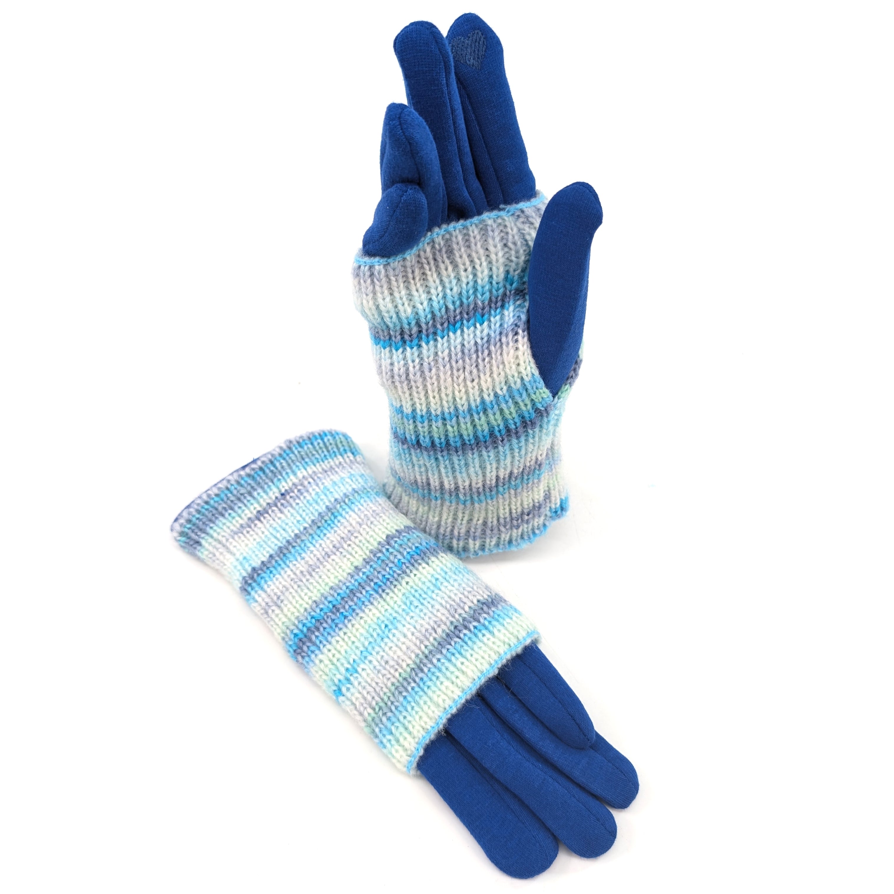 Multi Striped Two in One Gloves - Ocean Waves Design | Warm & Stylish Winter Accessories for Men & Women | Perfect for Skiing, Snowboarding & Outdoor Activities