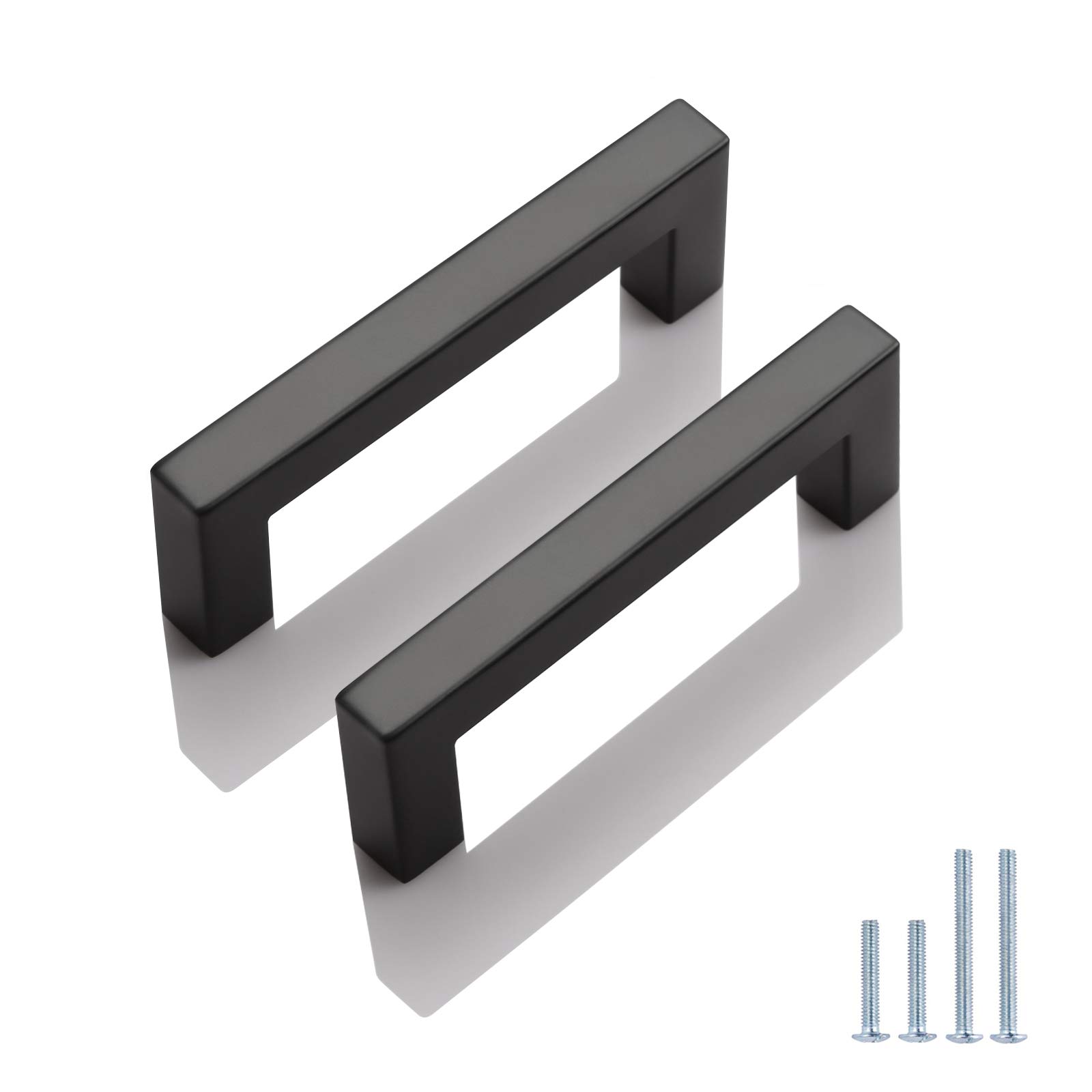 Black Square Cabinet Pulls - 30 Pack Stainless Steel Drawer Handles for Kitchen, Bathroom & Bedroom - 3.5