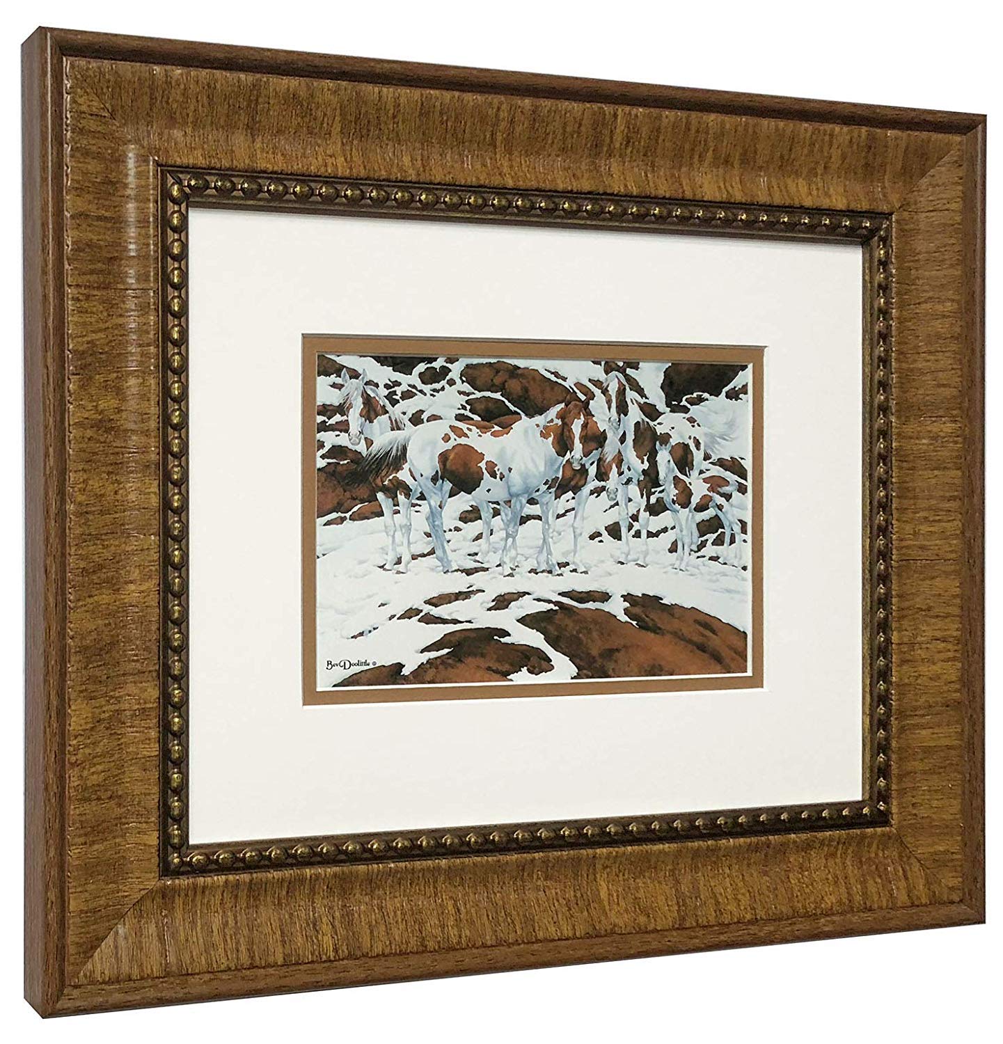 Bev Doolittle 'PINTOS' Double Matted & Framed Fine Art Print - Western Horse Painting for Home & Office Decor