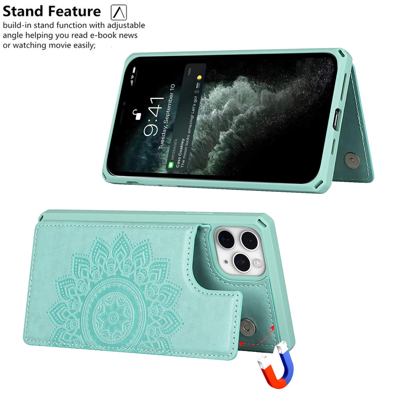 Premium RFID Blocking Leather Wallet Case for iPhone 11 Pro (5.8