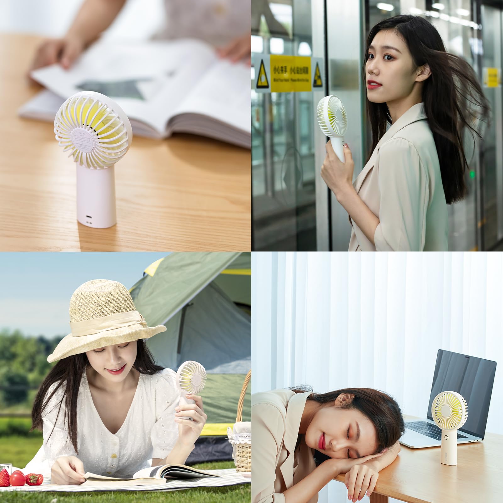 JISULIFE Portable Handheld Fan - 30 Hours Cooling, 6000mAh USB Rechargeable Battery, Mini Personal Fan for Travel, Makeup, Outdoor, Office & Daily Use - Stay Cool Anywhere (White)