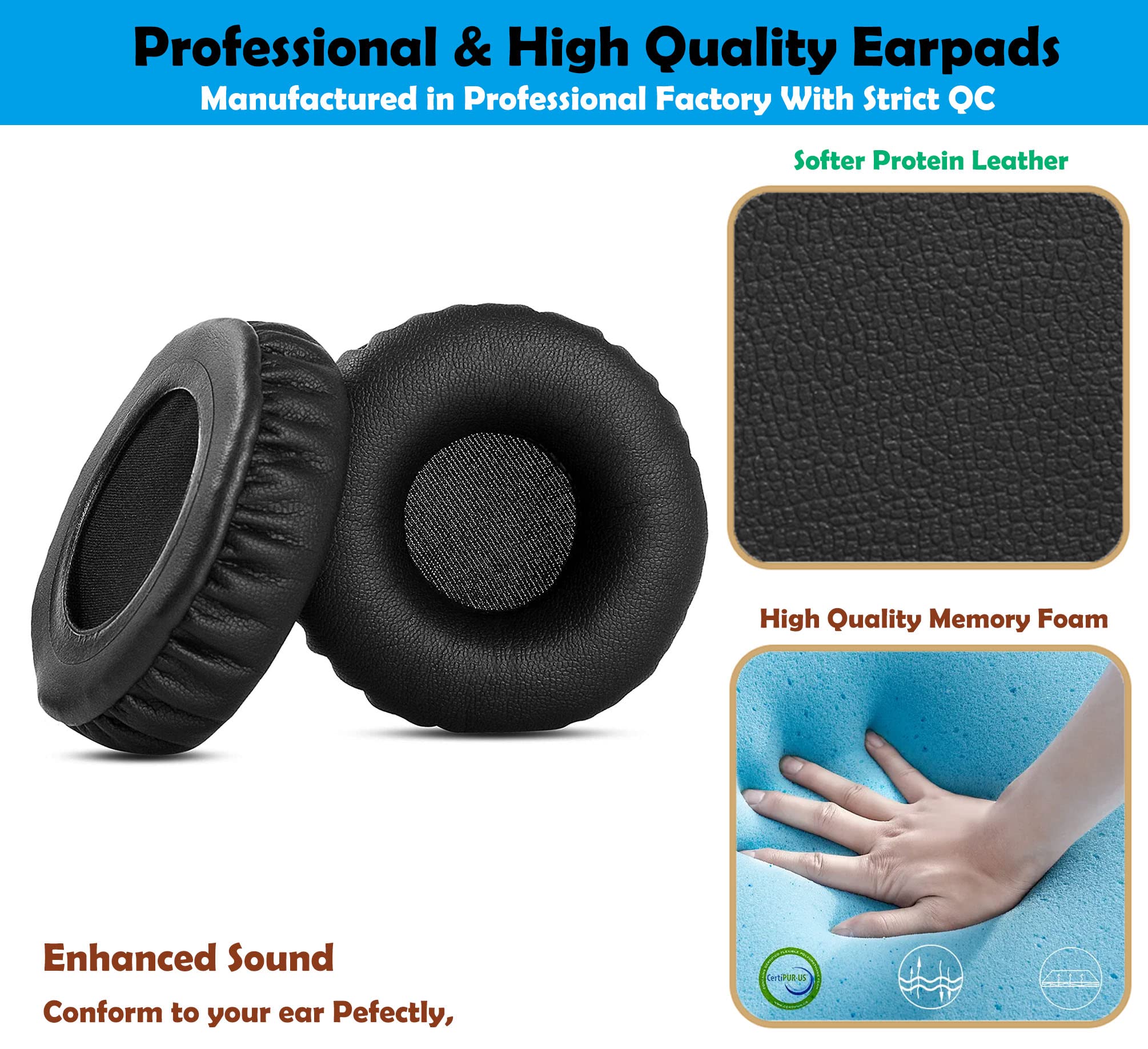 Replacement Ear Pads Cushions for JVC HA-S30BT Headphones - Soft Memory Foam Earpads - Perfect for Gaming, Music & Office Use