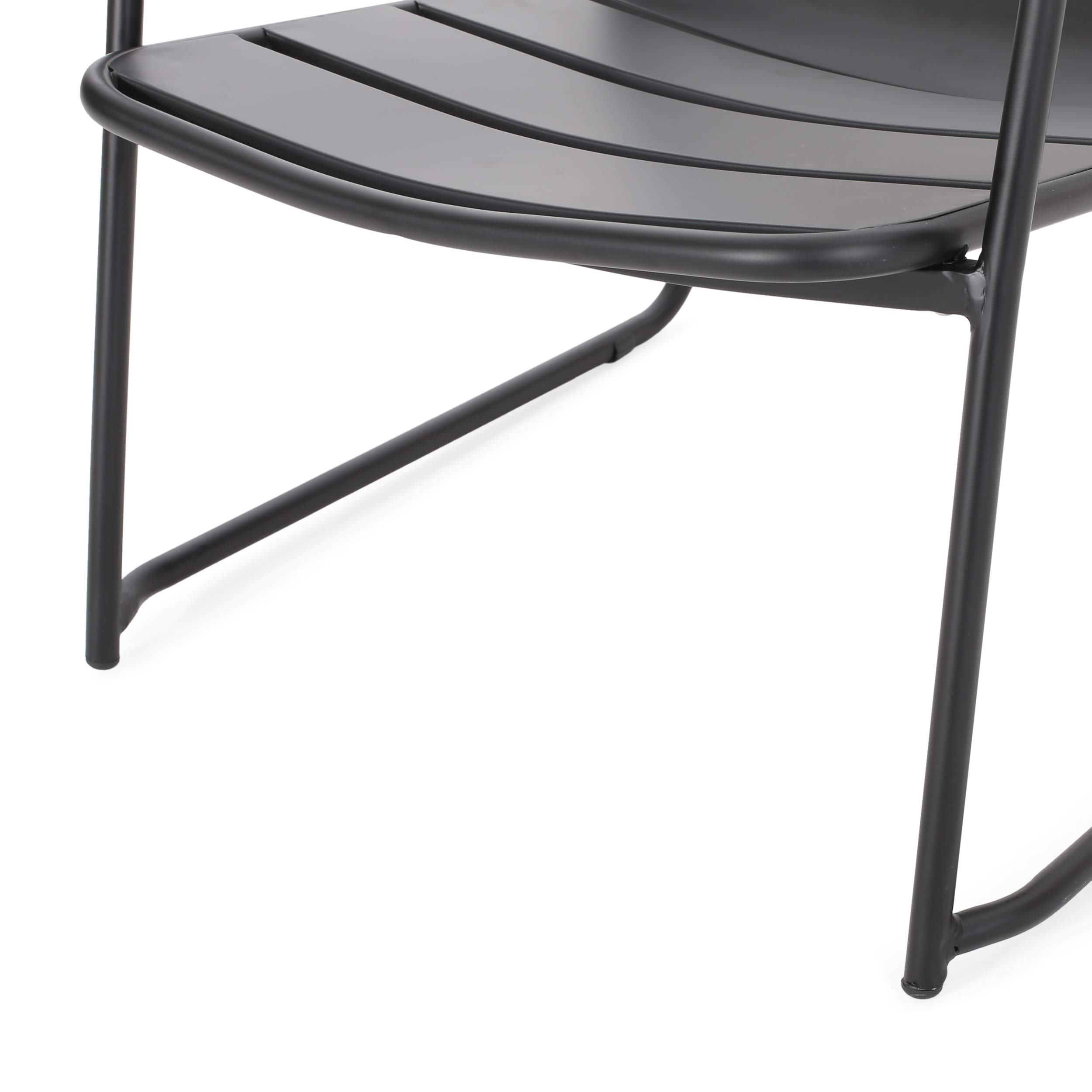 GDF Studio Outdoor Dining Chairs (Set of 2) - Matte Black Patio Furniture for Garden, Poolside, Deck & Backyard Dining