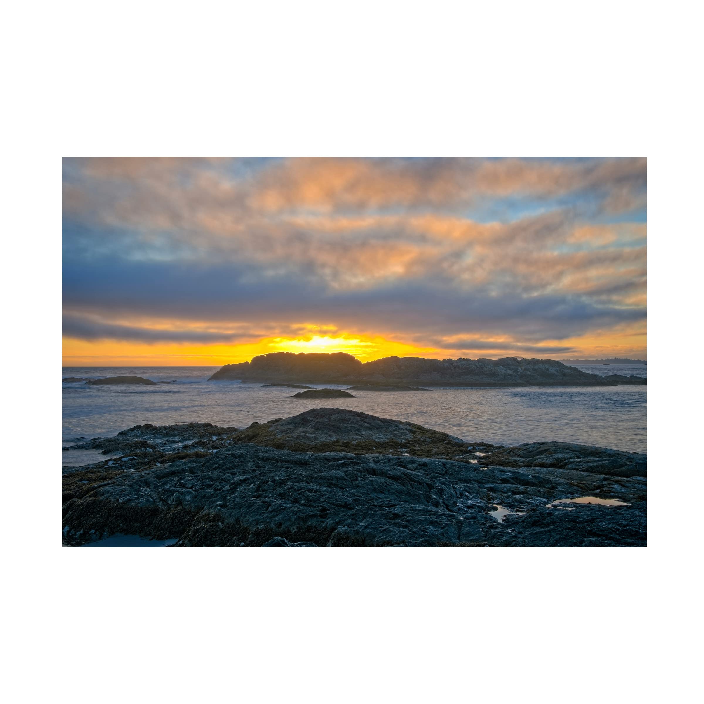 Trademark Fine Art 'Wickaninnish Sunset' Canvas Wall Art by Chuck Burdick - Stunning Beach Sunset Painting for Living Room, Bedroom & Office Decor