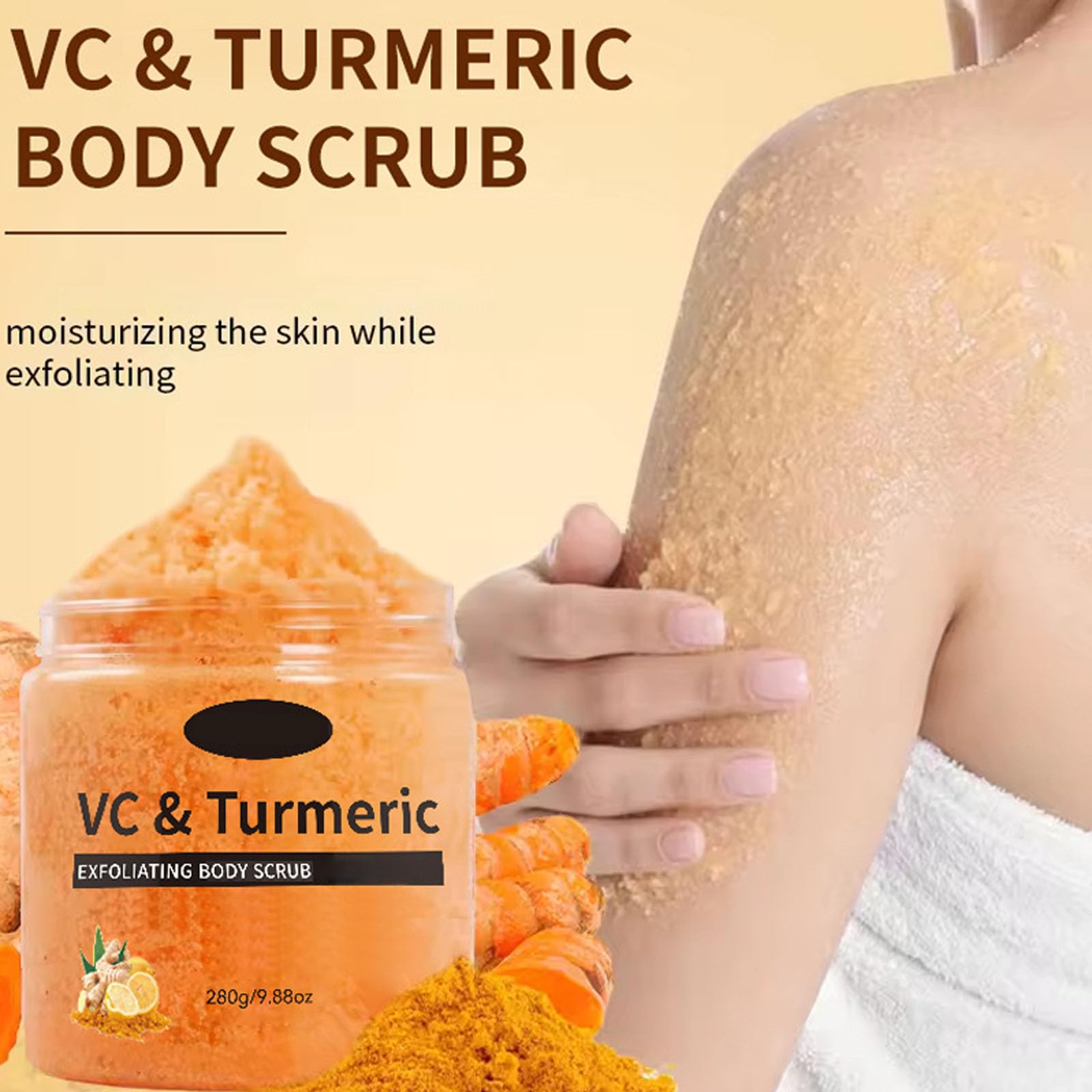 Vitamin C & Turmeric Glow Salt Body Scrub - Exfoliating & Brightening Skin Care for Dry & Dull Skin - 2 Pack for Spa & Home Use