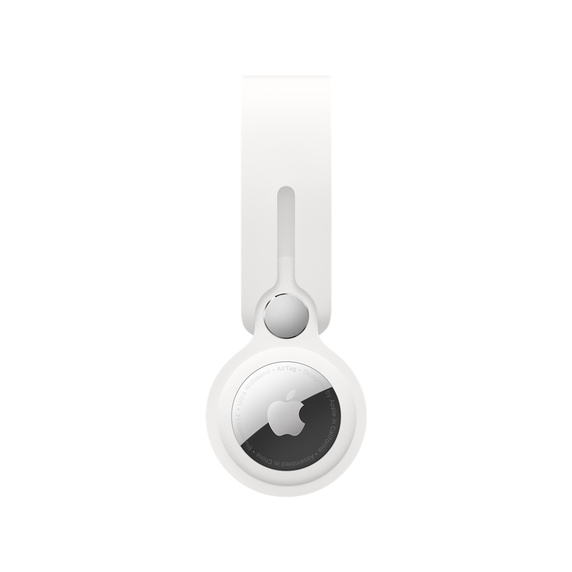 Apple AirTag Holder - White Leather Keychain for AirTag - Perfect for Keys, Bags & Luggage Tracking
