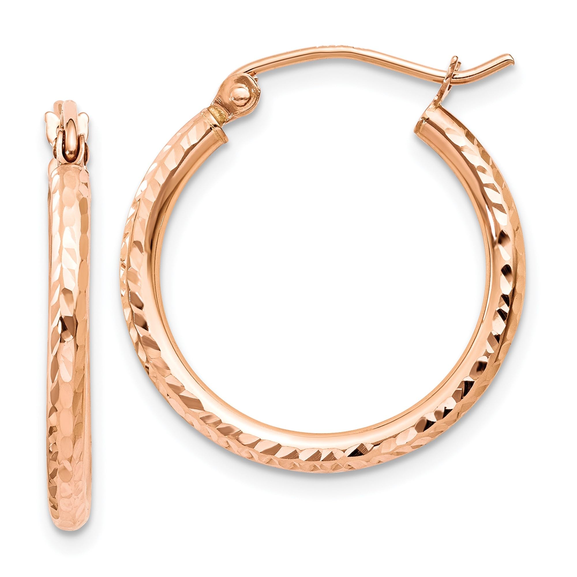 14K Solid Rose Pink Gold Small Hoop Earrings for Women - Dainty Round Everyday Studs - Perfect for Work, Date Night & Gifting