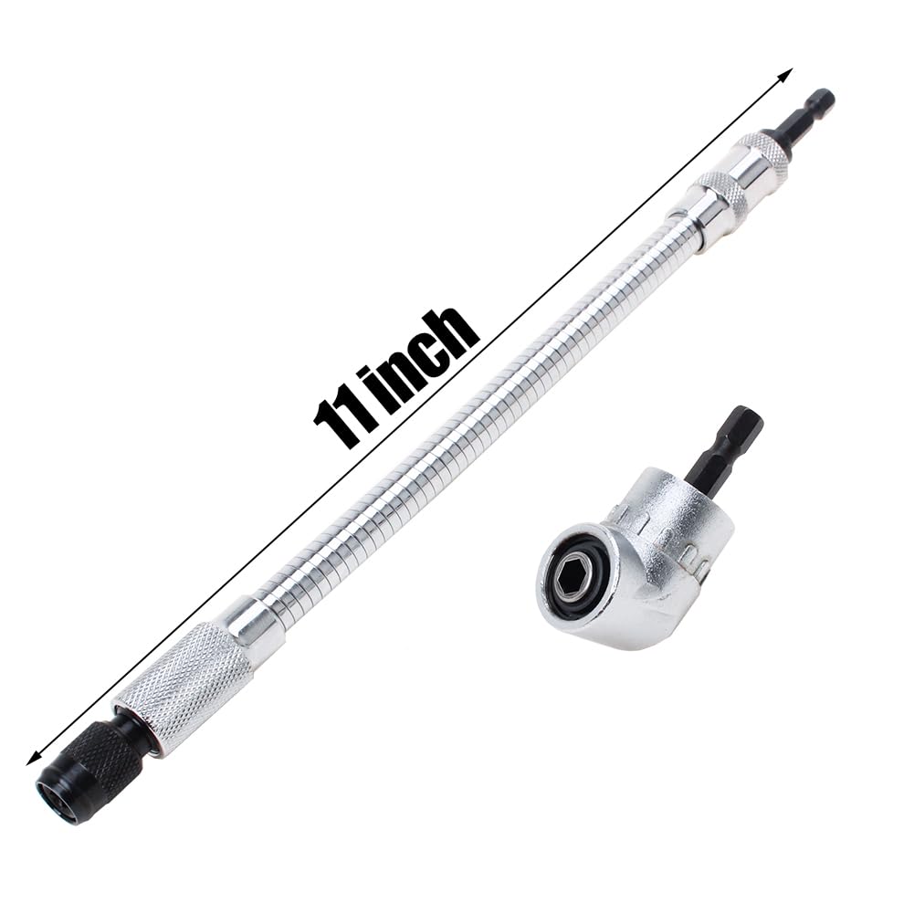 Flexible Drill Bit Extension with Right Angle Adapter - 11.5