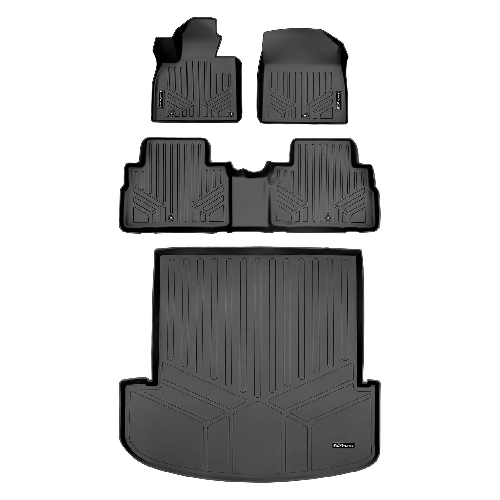 SMARTLINER All-Weather Custom Fit Black 2-Row & Cargo Floor Mats for 2020-2023 Kia Telluride - Perfect Fit for 2nd Row Bench/Bucket Seats with Center Console | Durable Protection for Mud, Snow & Spills