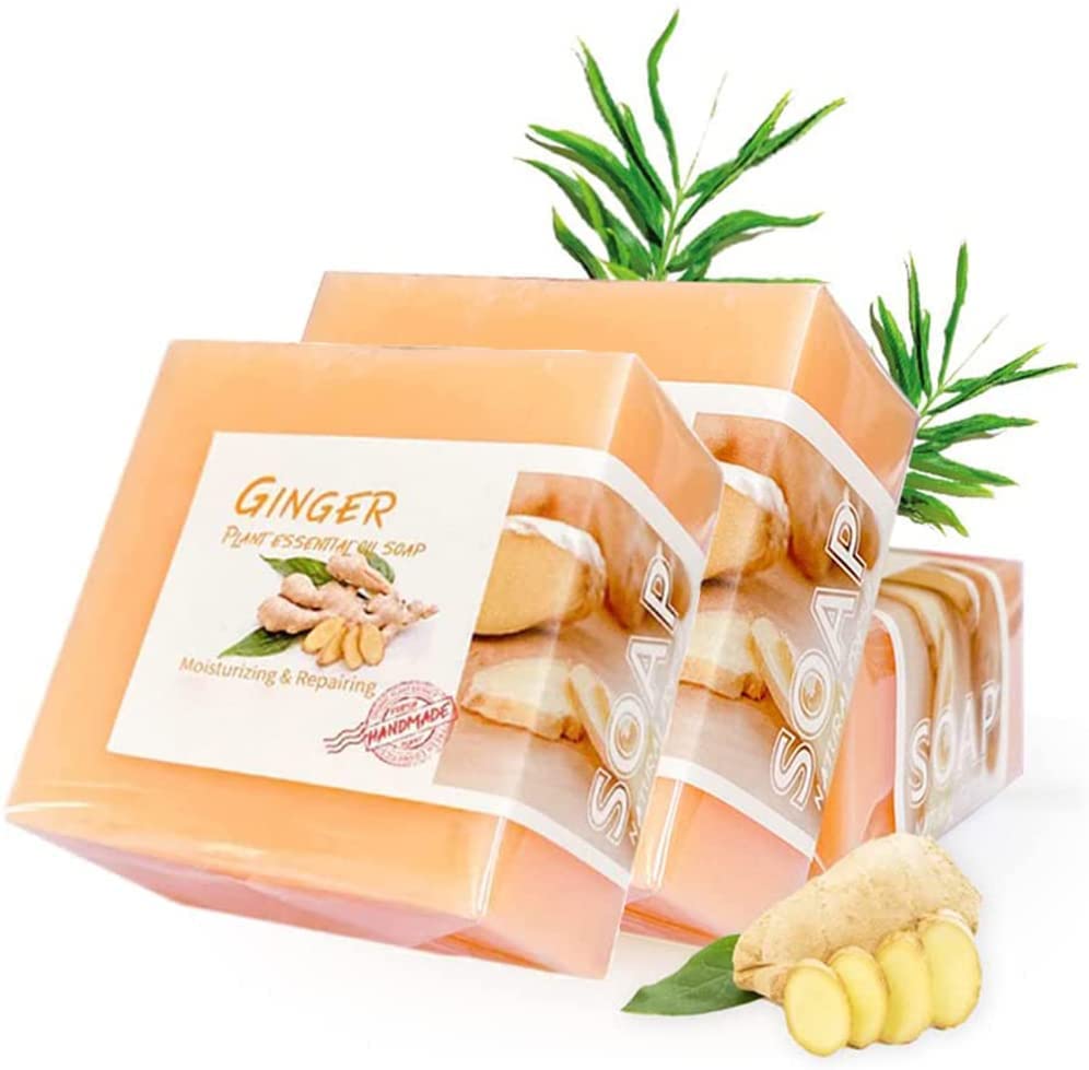 Organic Ginger Bar Soap for Lymphatic Detox & Drainage - Natural Turmeric Soap Bar for Swelling Relief, Pain Reduction & Slimming - All Skin Types (3 Pack) - Perfect for Post-Workout Recovery, Spa Days & Holistic Self-Care