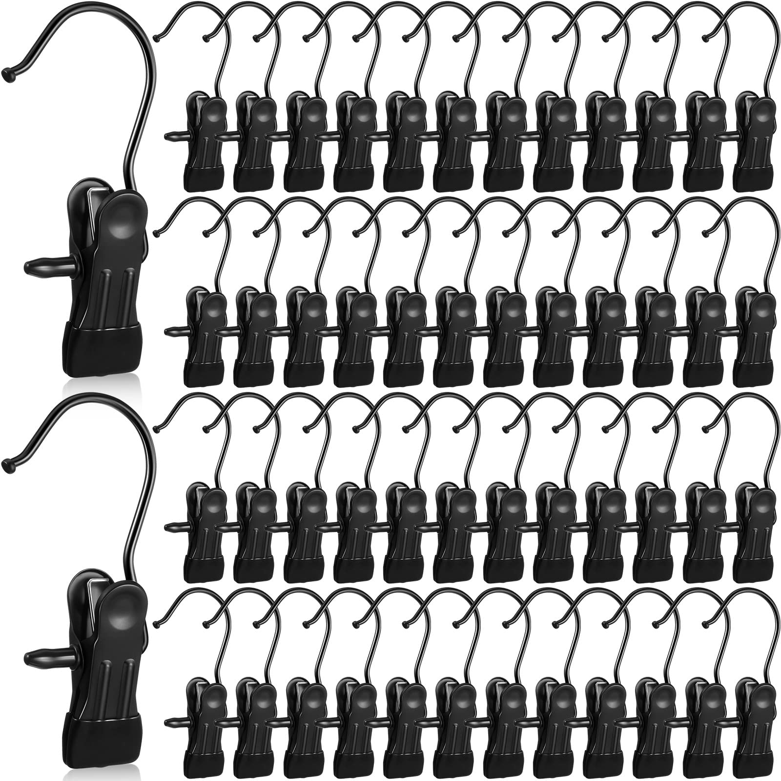 100 Pack Boot Hangers for Closet - Space Saving Laundry Hooks & Clothes Organizer - Perfect for Boots, Hats, Towels & Travel Storage (Electrophoresis Black) - Ideal for Home, Dorm & Closet Organization