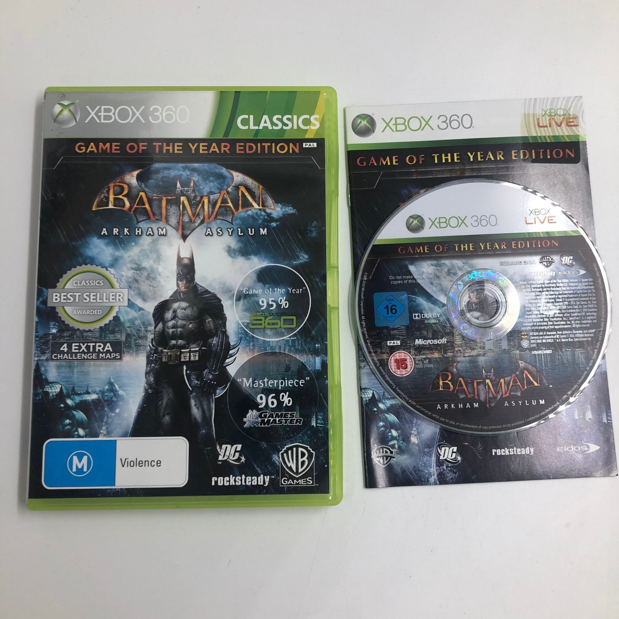 Batman Arkham Asylum Game for Xbox 360 with Manual - PAL Version | Action-Adventure Video Game for Superhero Fans | Perfect for Single-Player Gaming & Collectors