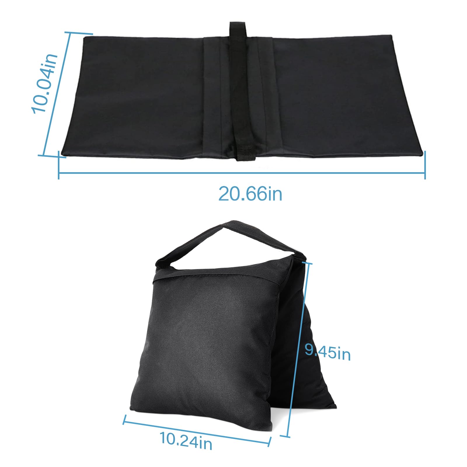 2 Packs Heavy Duty Sandbags with Zipper - Durable PE Bags for Backdrop Stands, Light Stand Support, Baseball Bases & Soccer Rebounder Boards - Perfect for Photography Studios, Sports Training & Outdoor Events
