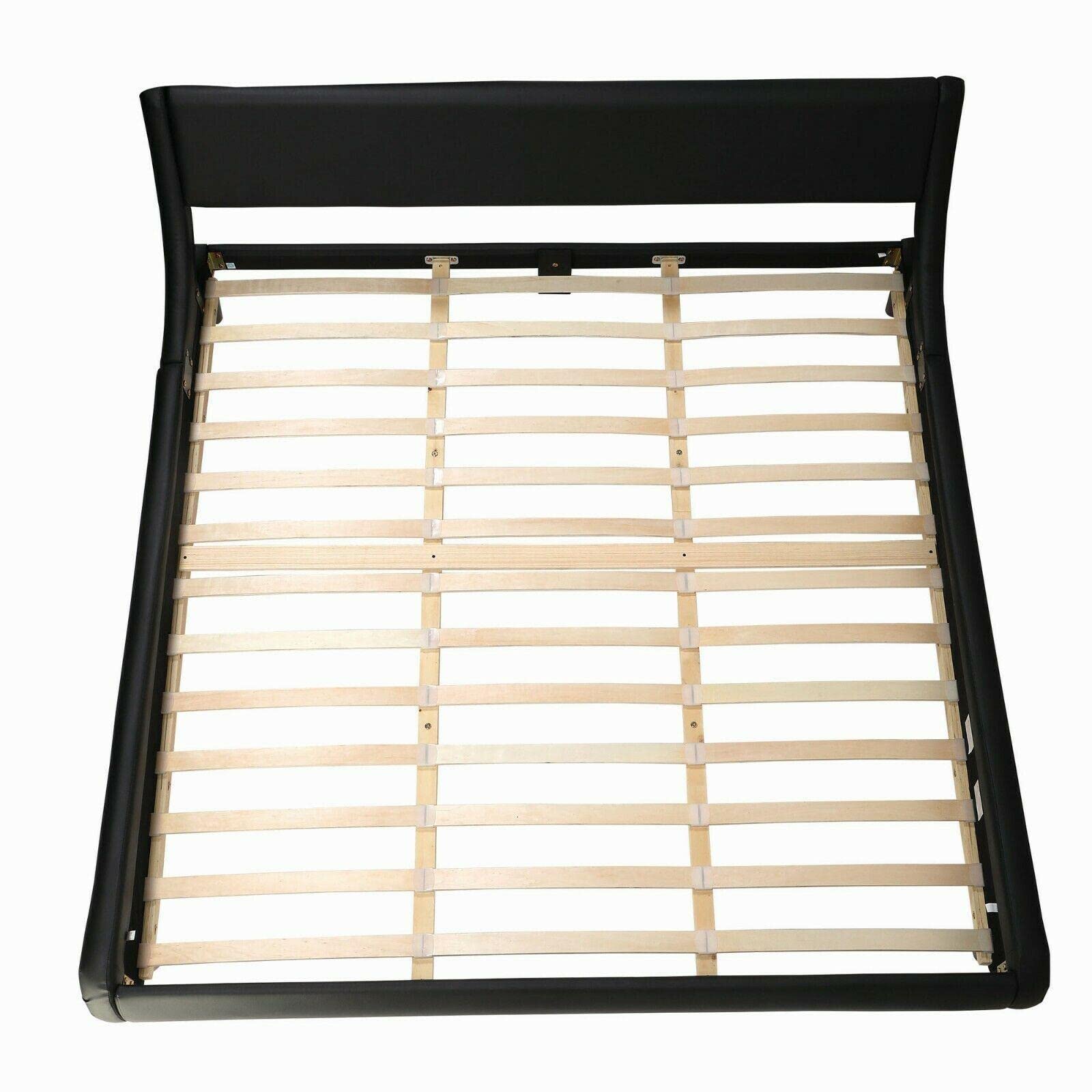 King Size Upholstered Wood Bed Frame with Headboard - Luxury Bedroom Furniture for Master Suite