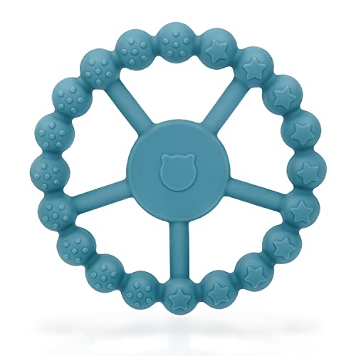 Soft & Easy Grip Silicone Teething Ring for Babies 0-12 Months - BPA Free, Non-Toxic Teether Toy to Soothe Gums, Perfect for Home, Travel, and Daycare Use (Blue)