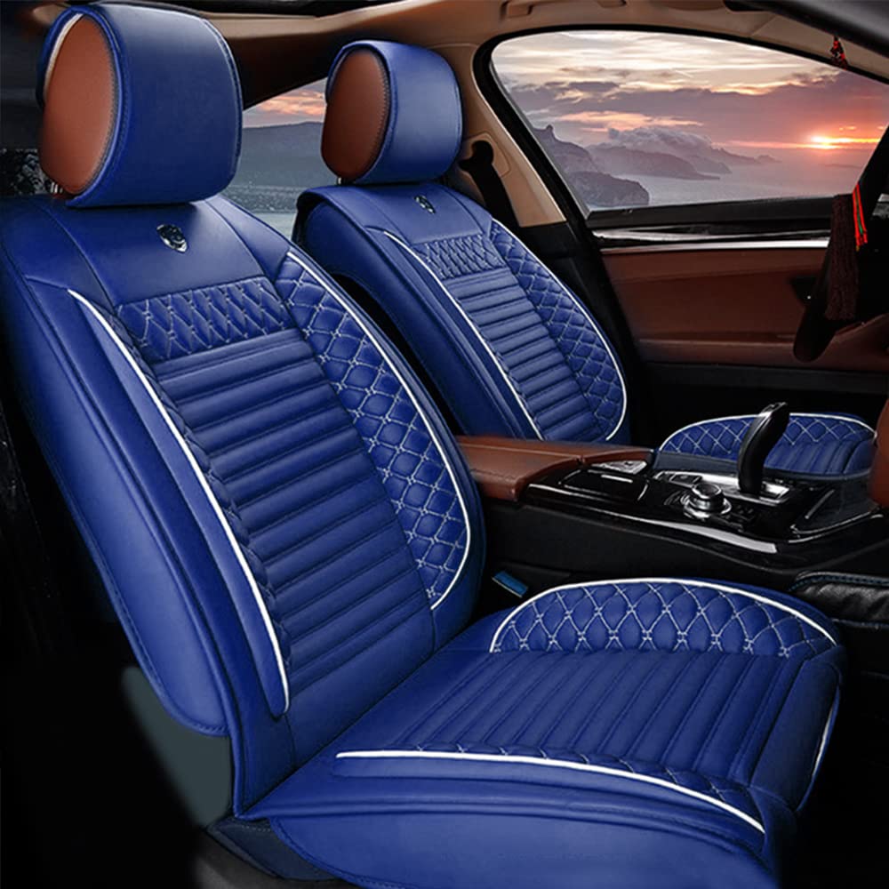 Premium All-Weather Leather Car Seat Cover for Toyota Tacoma 5-Seat - Waterproof, Durable Protection (Blue) | Perfect for Road Trips, Daily Commutes & Pet-Friendly Use