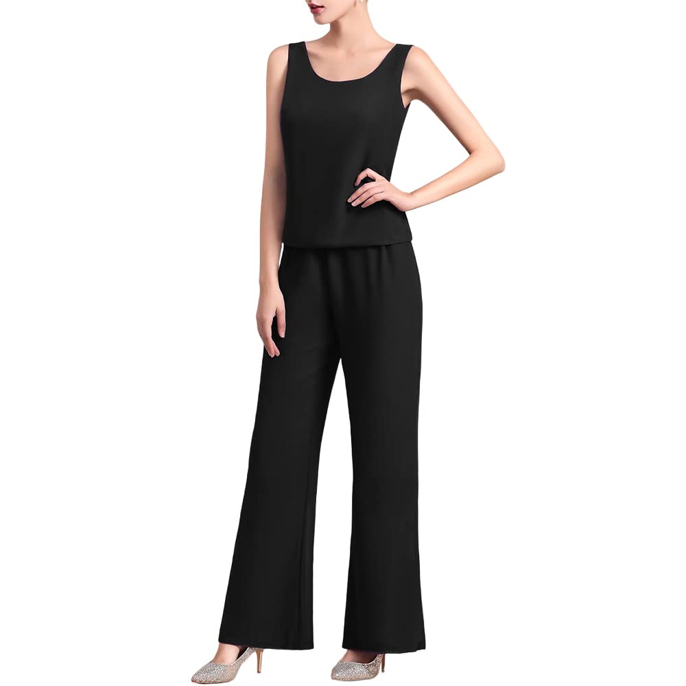 Zongqiven Women's 3-Piece Chiffon Pant Suit Set - Elegant Mother of The Bride Outfit for Weddings, Evening Parties & Special Occasions | Formal Guest Attire with Flowy Blouse & Pants