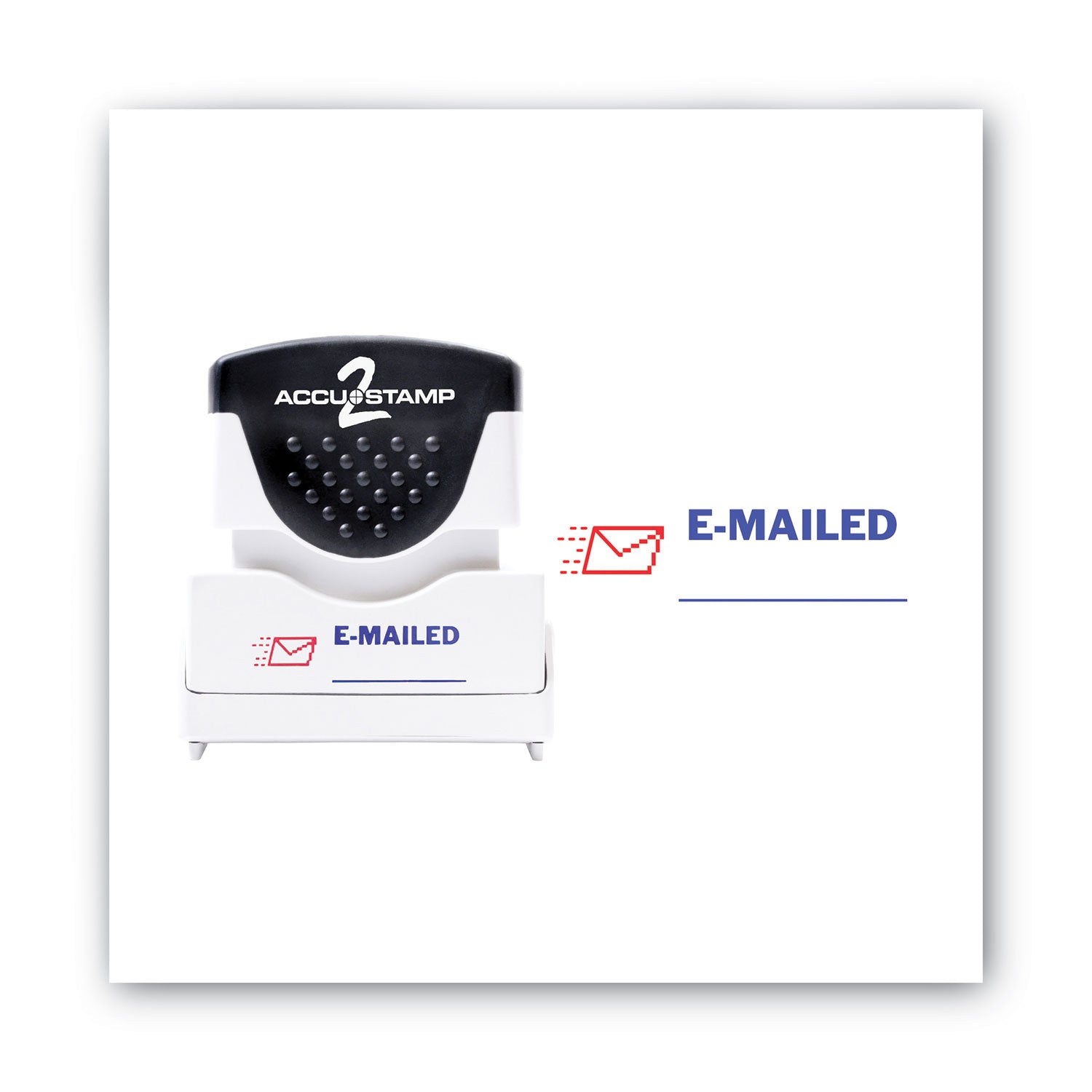 ACCUSTAMP2® Pre-Inked Shutter Stamp - Custom Self-Inking Stamp for Business, Office & Mail - Red & Blue Ink - 1.63
