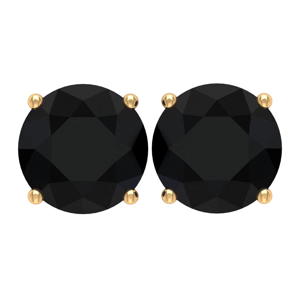 6mm Black Onyx Stud Earrings for Women - 14K Solid Gold Solitaire Basket Set Birthstone Jewelry - Perfect for Gifts, Birthdays & Everyday Wear
