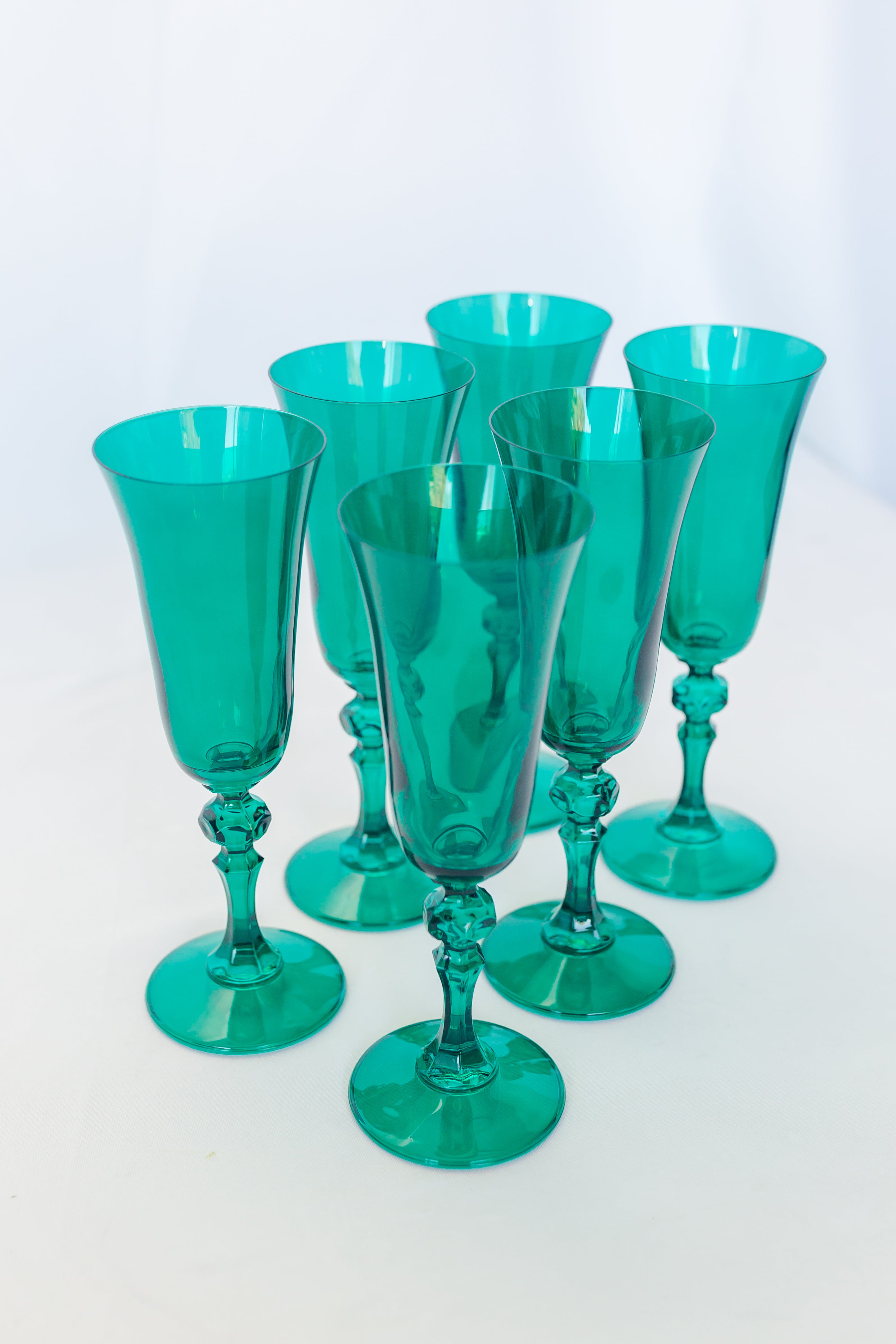 Estelle Colored Regal Flute Set of 6 - Emerald Green Glassware for Champagne, Wine & Cocktails | Elegant Dinner Parties, Weddings & Home Decor