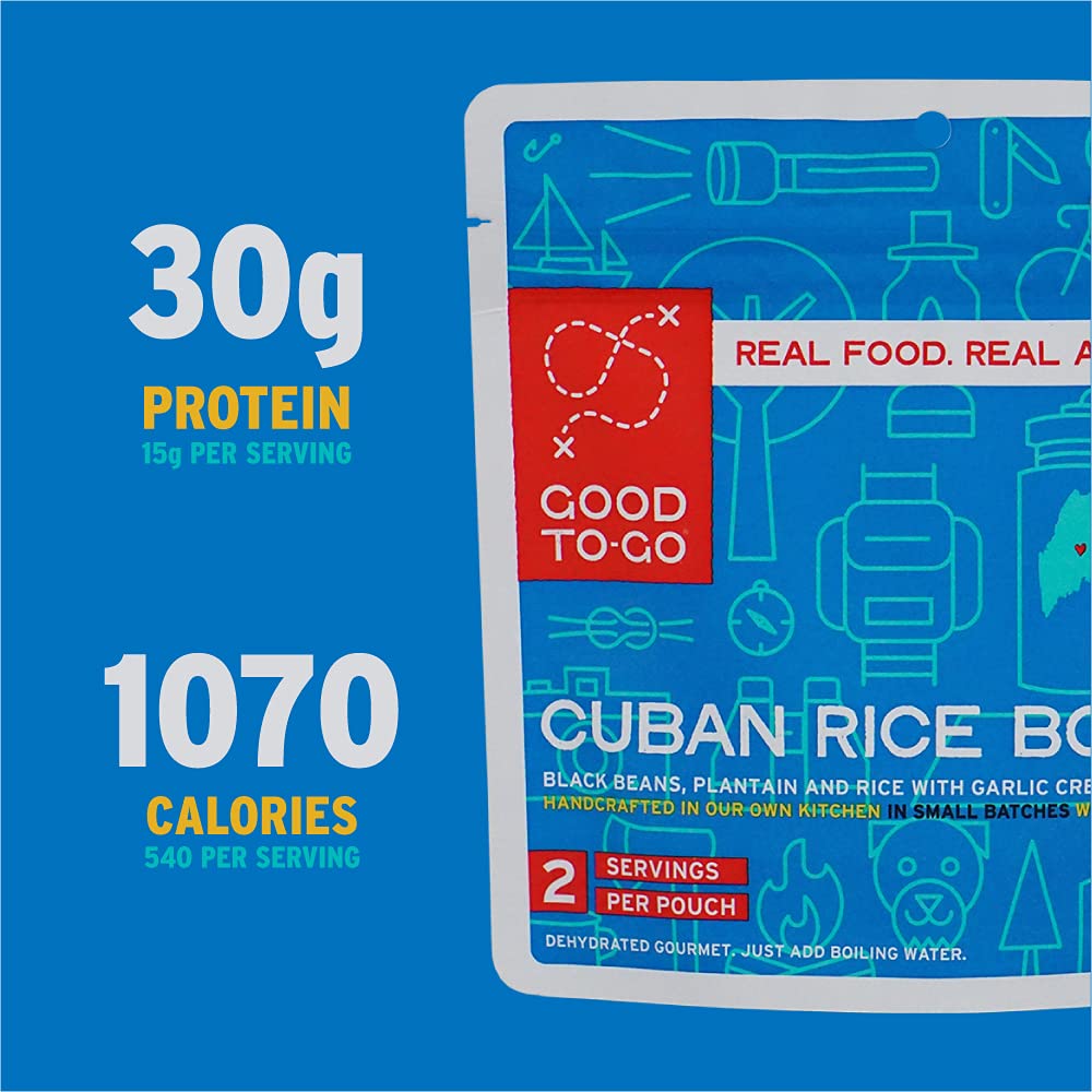 GOOD TO-GO Cuban Rice Bowl | 6-Pack Dehydrated Camping Meals | Just Add Water Backpacking Food | Lightweight & Nutritious for Hiking, Camping & Emergency Preparedness | Tastier Than Freeze-Dried Meals | Perfect for Outdoor Adventures & Survival Kits