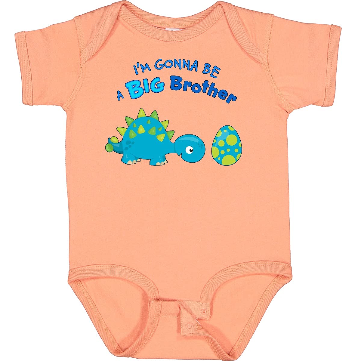 Inktastic Happy Dinosaur Future Big Brother Baby Bodysuit - Cute Dinosaur Graphic Onesie for Newborn Boys & Girls - Perfect Sibling Announcement Gift for Toddlers & Infants (Great for Baby Showers, Birth Announcements & Big Brother Reveals)