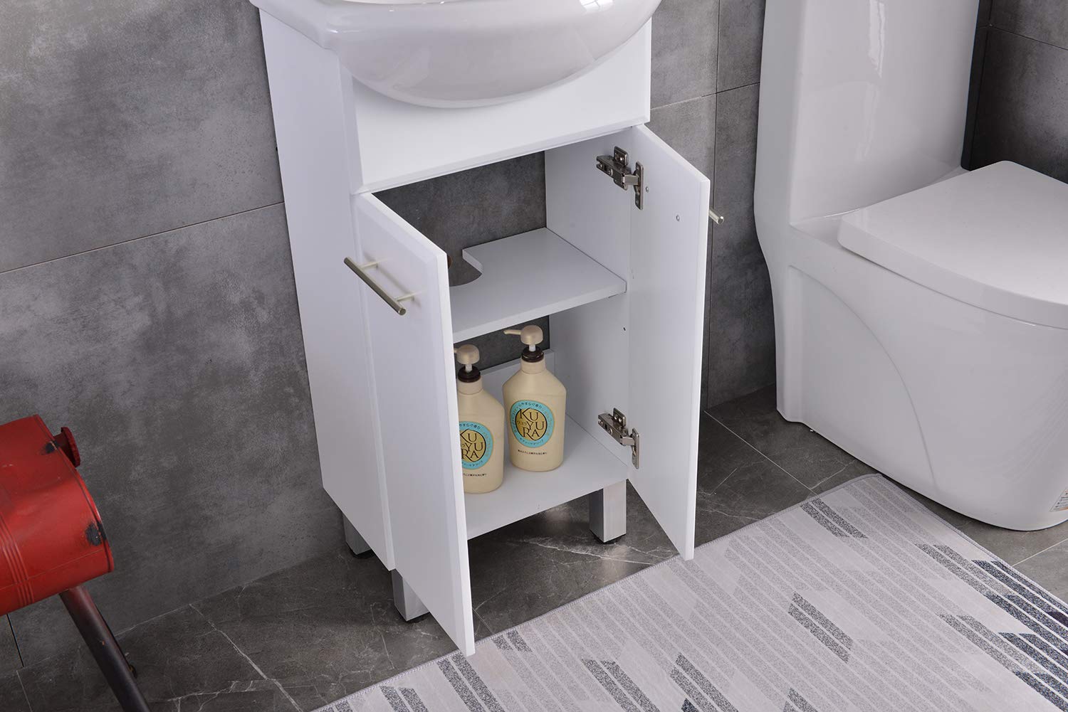 18 Inch Freestanding Bathroom Vanity with Ceramic Vessel Sink - Includes Mirror, Faucet & Drain (White) - Perfect for Modern Bathroom Renovation & Small Space Solutions