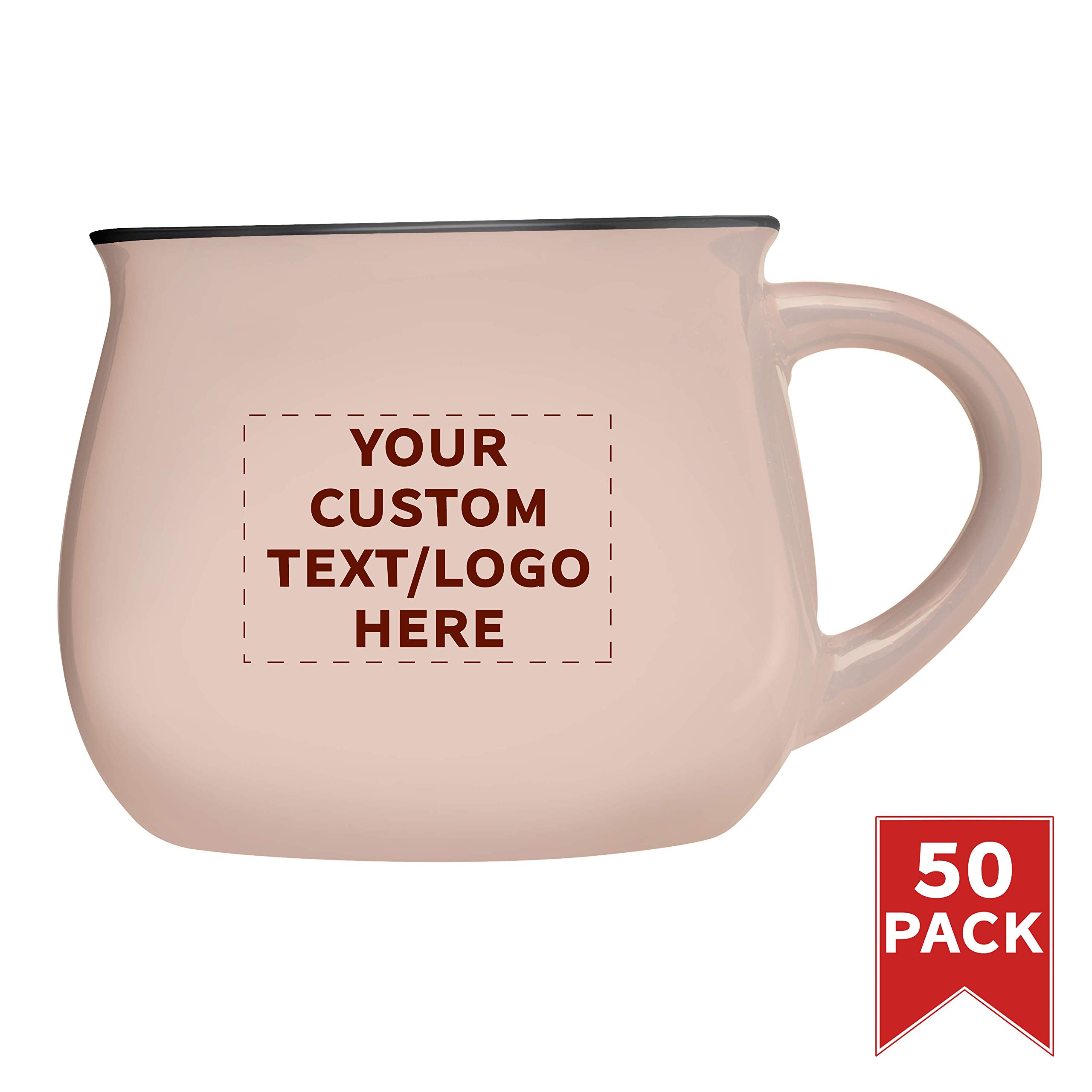 Personalized 12 oz Glazed Campfire Coffee Mugs - Bulk Set of 50 - Custom Ceramic Mugs for Coffee, Tea, Hot Chocolate & Espresso - Perfect for Cafes, Restaurants, Camping & Gifts - Cream Color