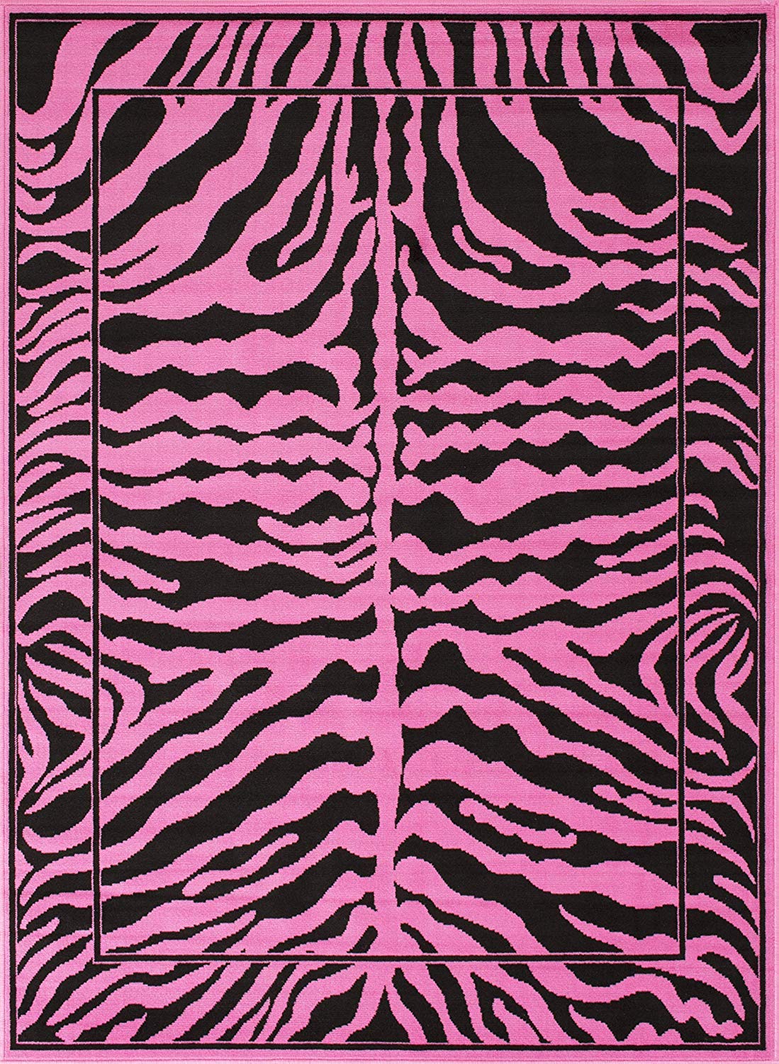 Soft Pink & Black Zebra Print Area Rug - 7'8