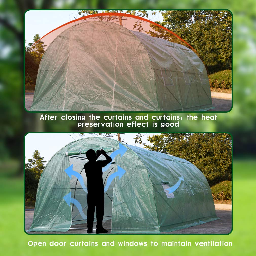 15'x7'x7' Walk-in Steel Greenhouse Kit for Outdoor Gardening - Durable Plant House with Shelves for Tomatoes, Herbs & Flowers - Perfect for Backyard, Patio & Indoor Planting
