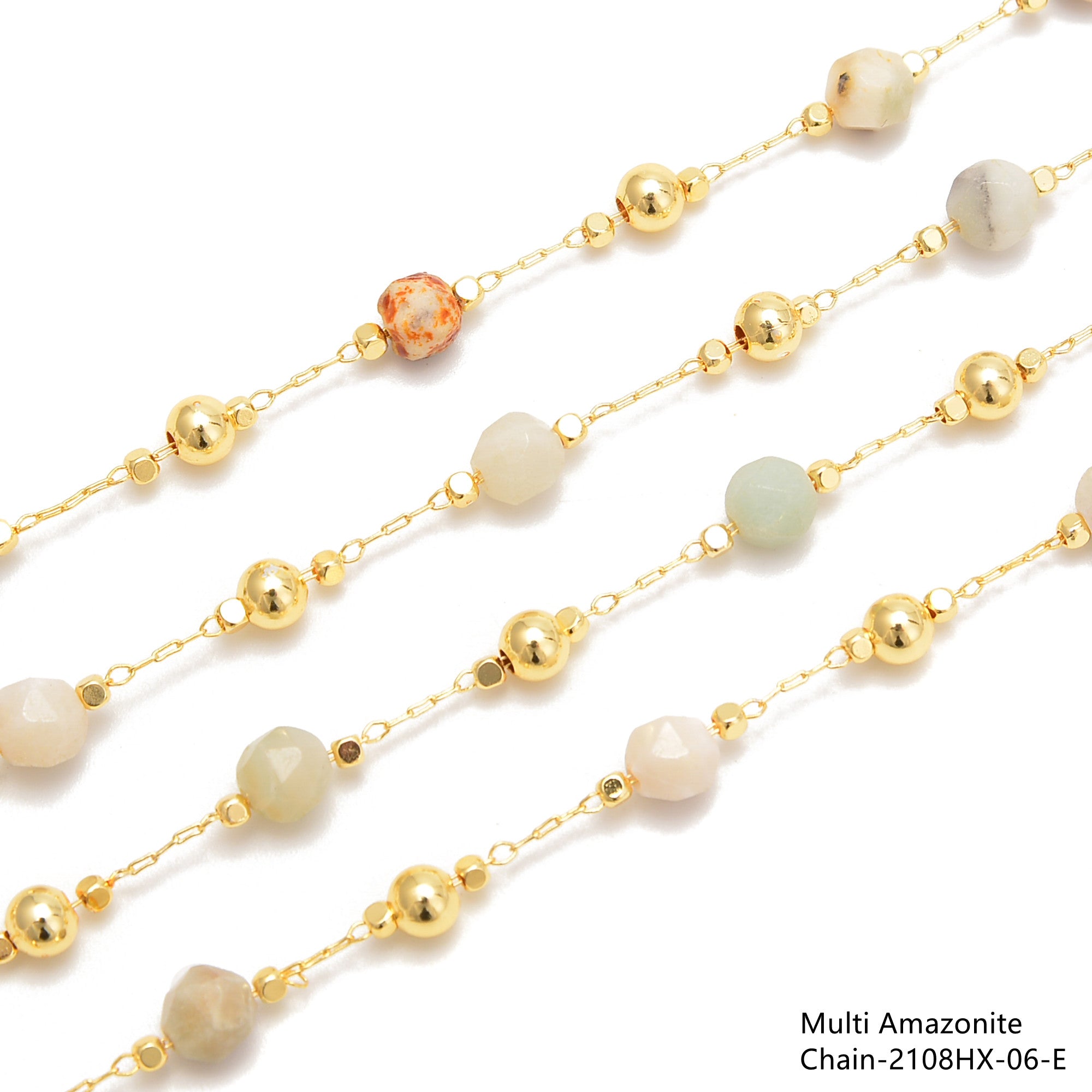 6mm Diamond Cut Beads Multi Gemstone Chain - 1 Meter Per Bag for Jewelry Making, DIY Bracelets, Necklaces & Craft Projects
