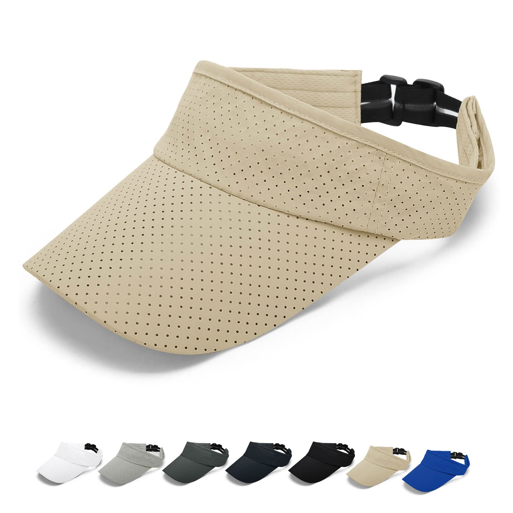 Women's Adjustable Sun Visor Hat - Cotton Twill Sports Cap for Golf, Beach, Running & Tennis - UV Protection Outdoor Sun Hat for Summer Activities