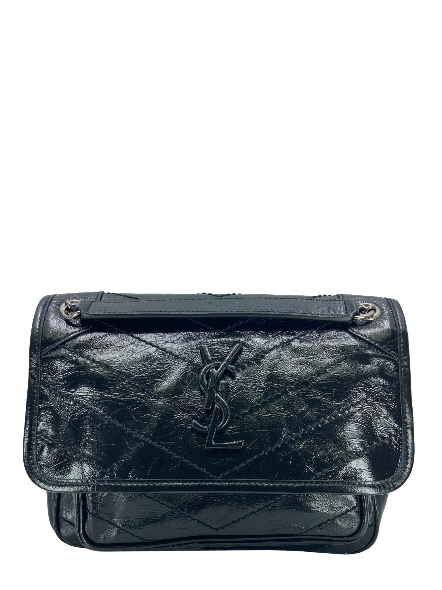 SAINT LAURENT Crinkled Calfskin Monogram Niki Baby Chain Bag - Luxury Crossbody Purse for Women, Fashion Shoulder Bag with Adjustable Strap | Perfect for Date Night, Office & Travel Accessories