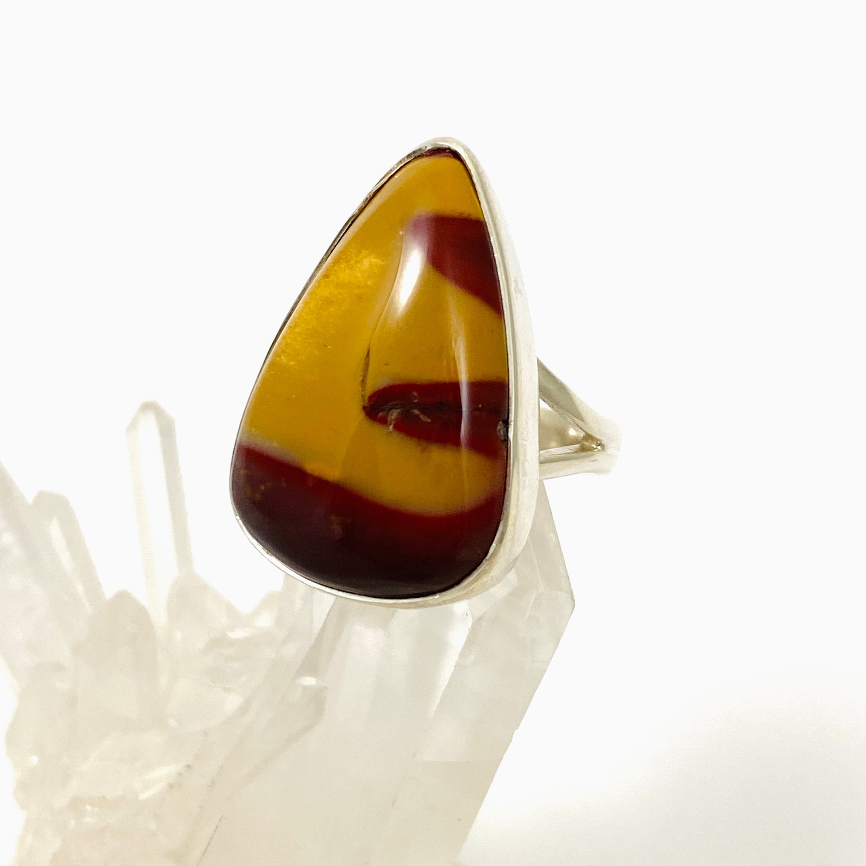 Mookaite Teardrop Cabochon Split Band Ring - Size 8 - KRGJ3387 - Perfect for Boho Jewelry, Spiritual Healing & Unique Gift Giving