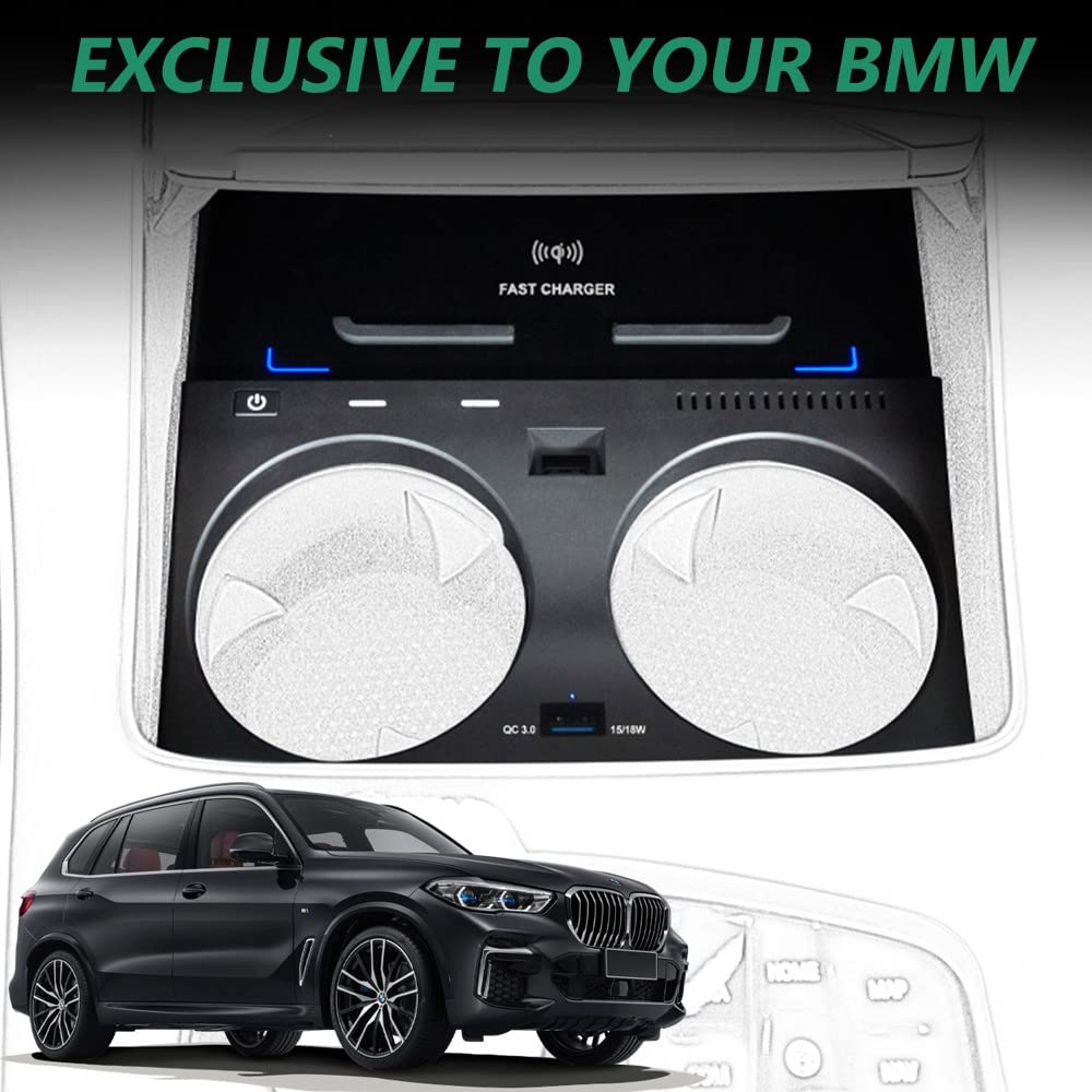 **15W Qi Fast Wireless Car Charger for BMW X5 X5M X6 X6M (2019-2022) - G05/G06 Center Console Accessory | Compatible with Original BMW NFC | Perfect Gift for BMW Owners | Ideal for Commuting, Road Trips & Daily Driving**