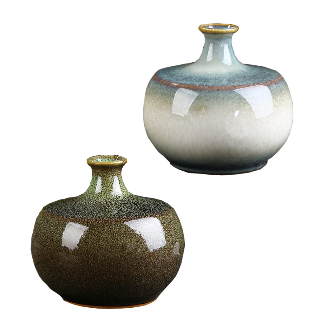 Round Mini Ceramic Flower Vases - Small Desktop Floral Vases for Home & Office Decor, Micro Landscape Display, Unique Gift Idea - Perfect for Centerpieces, Wedding Decor, and Shelf Displays