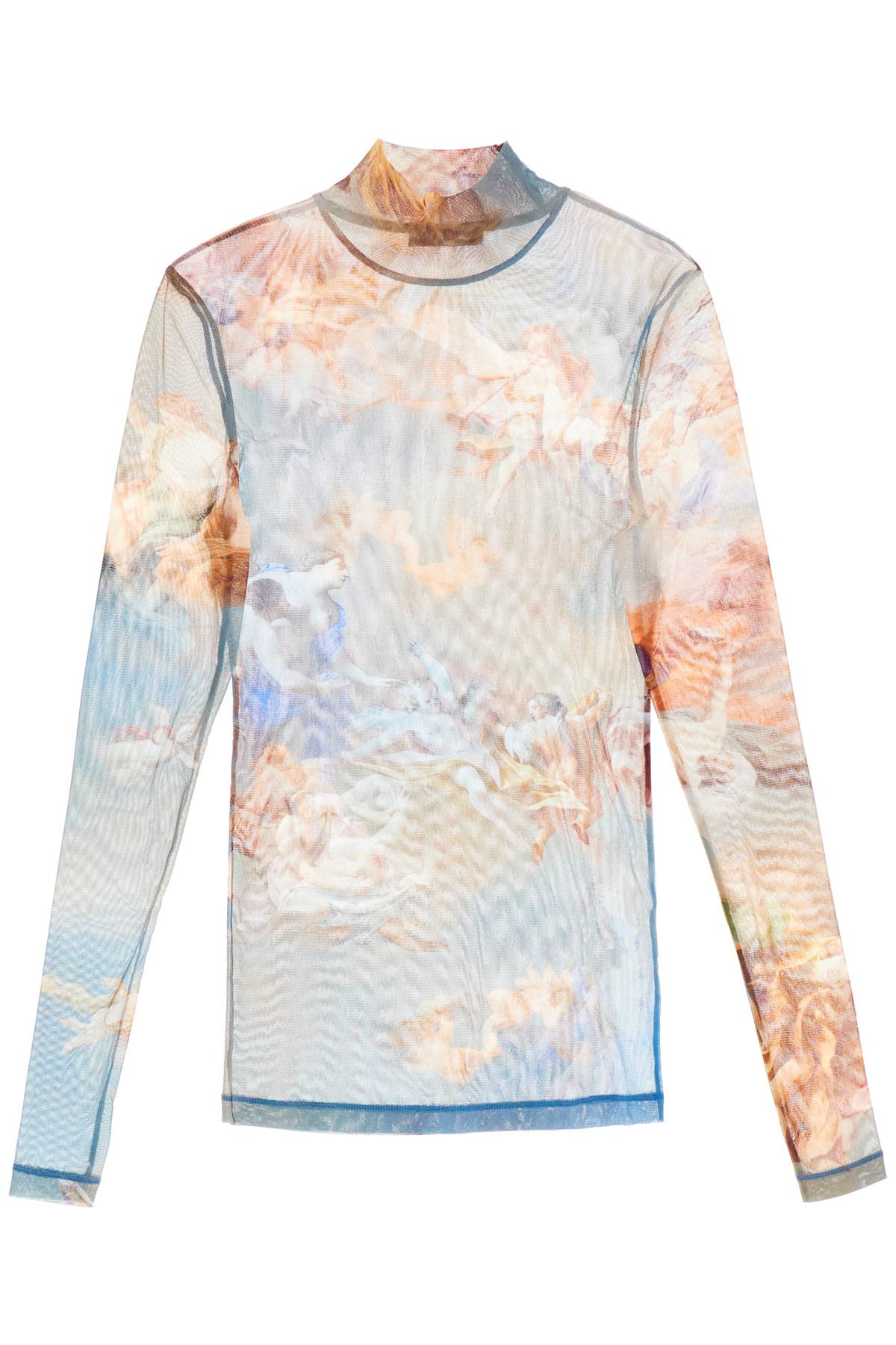 Balmain Sky Blue Tulle Top for Women - Elegant Party Blouse, Perfect for Evening Events, Weddings & Special Occasions